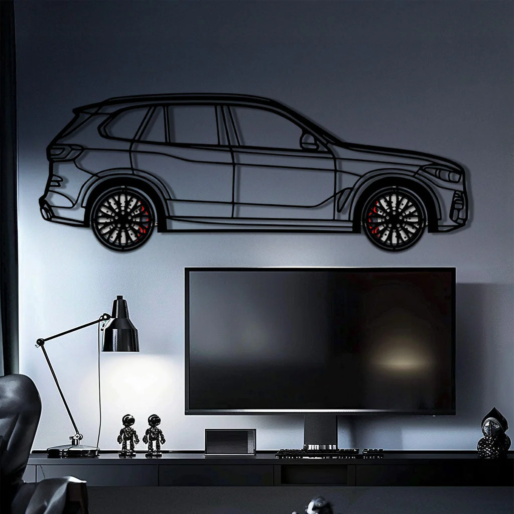 BMW X5 Metal Car Wall Art with Rotating Wheels - Modern SAV Silhouette Decor - Interactive Automotive Wall Art - KAFMEKA111 - Image 10