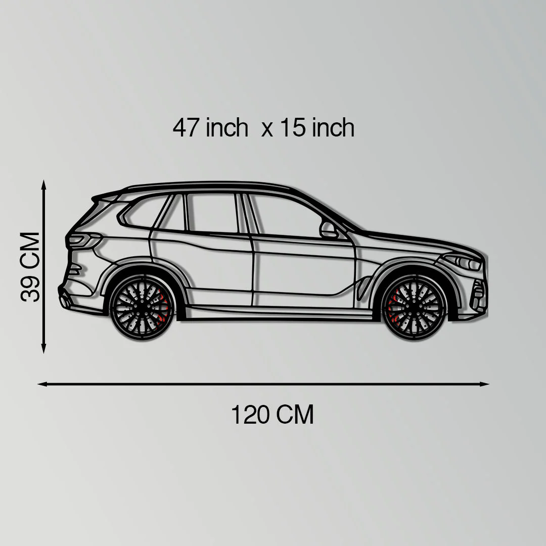 BMW X5 Metal Car Wall Art with Rotating Wheels - Modern SAV Silhouette Decor - Interactive Automotive Wall Art - KAFMEKA111 - Image 11