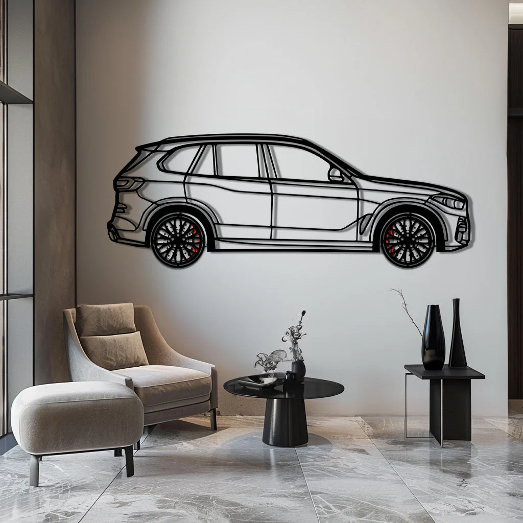 BMW X5 Metal Car Wall Art with Rotating Wheels - Modern SAV Silhouette Decor - Interactive Automotive Wall Art - KAFMEKA111 - Image 4