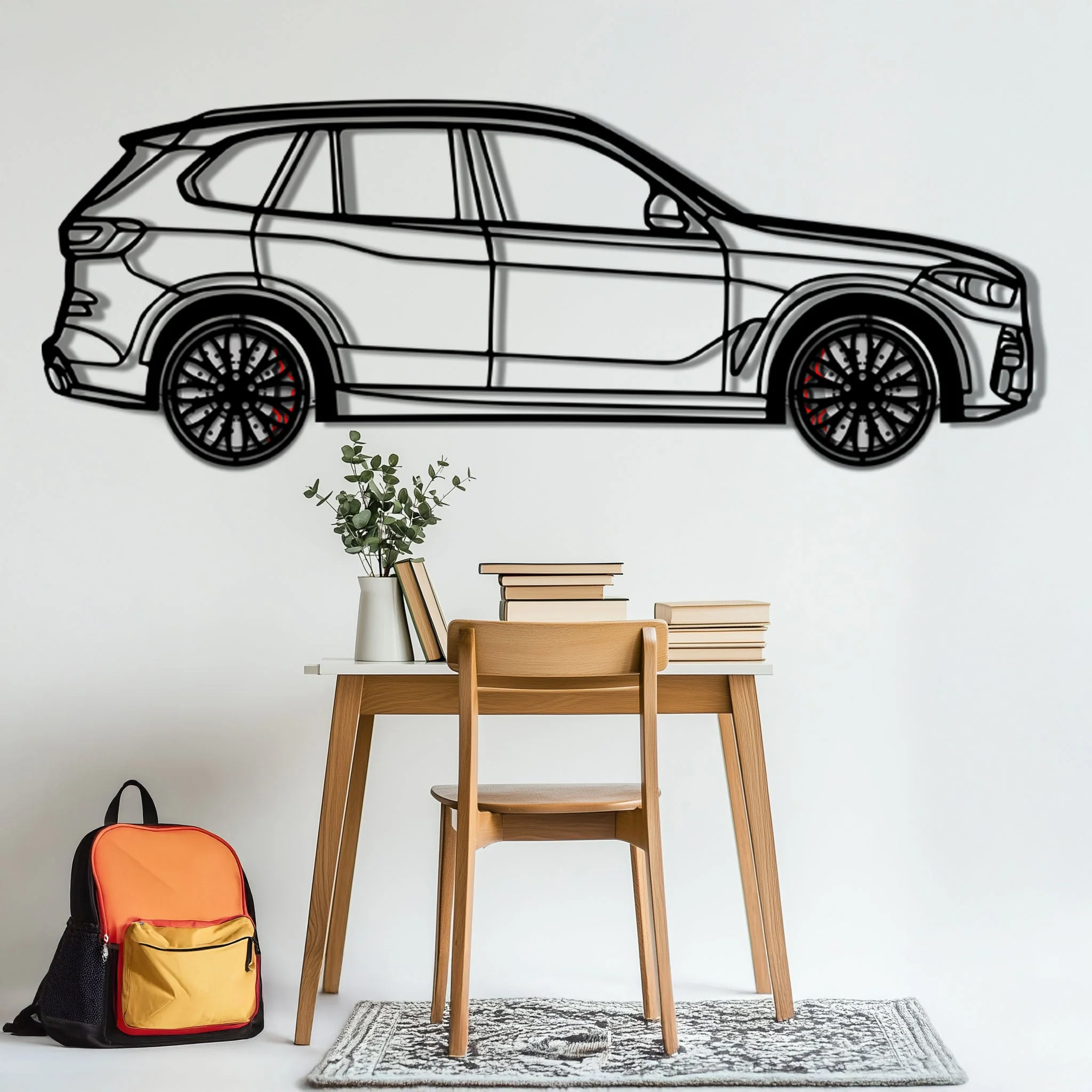BMW X5 Metal Car Wall Art with Rotating Wheels - Modern SAV Silhouette Decor - Interactive Automotive Wall Art - KAFMEKA111 - Image 5