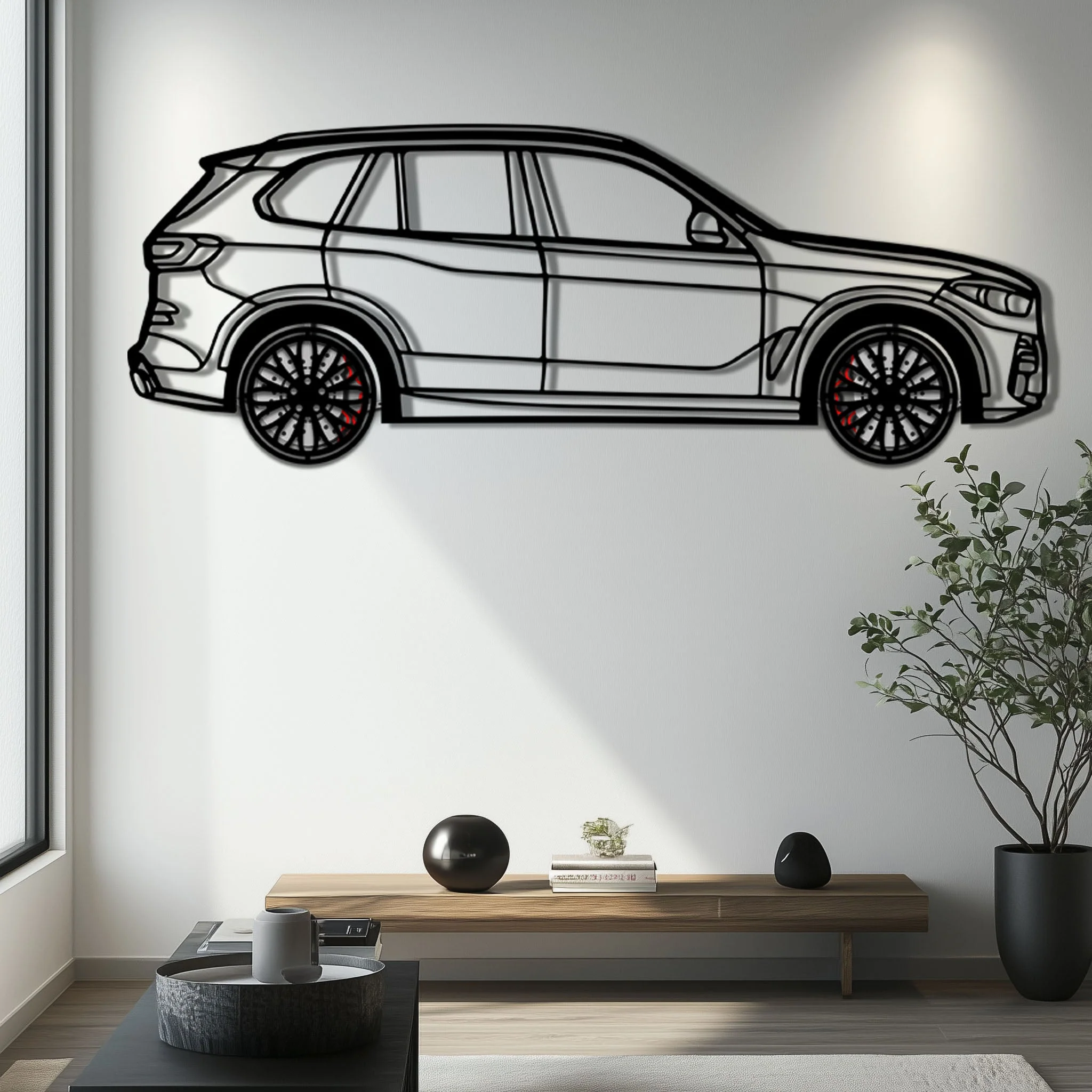 BMW X5 Metal Car Wall Art with Rotating Wheels - Modern SAV Silhouette Decor - Interactive Automotive Wall Art - KAFMEKA111 - Image 6