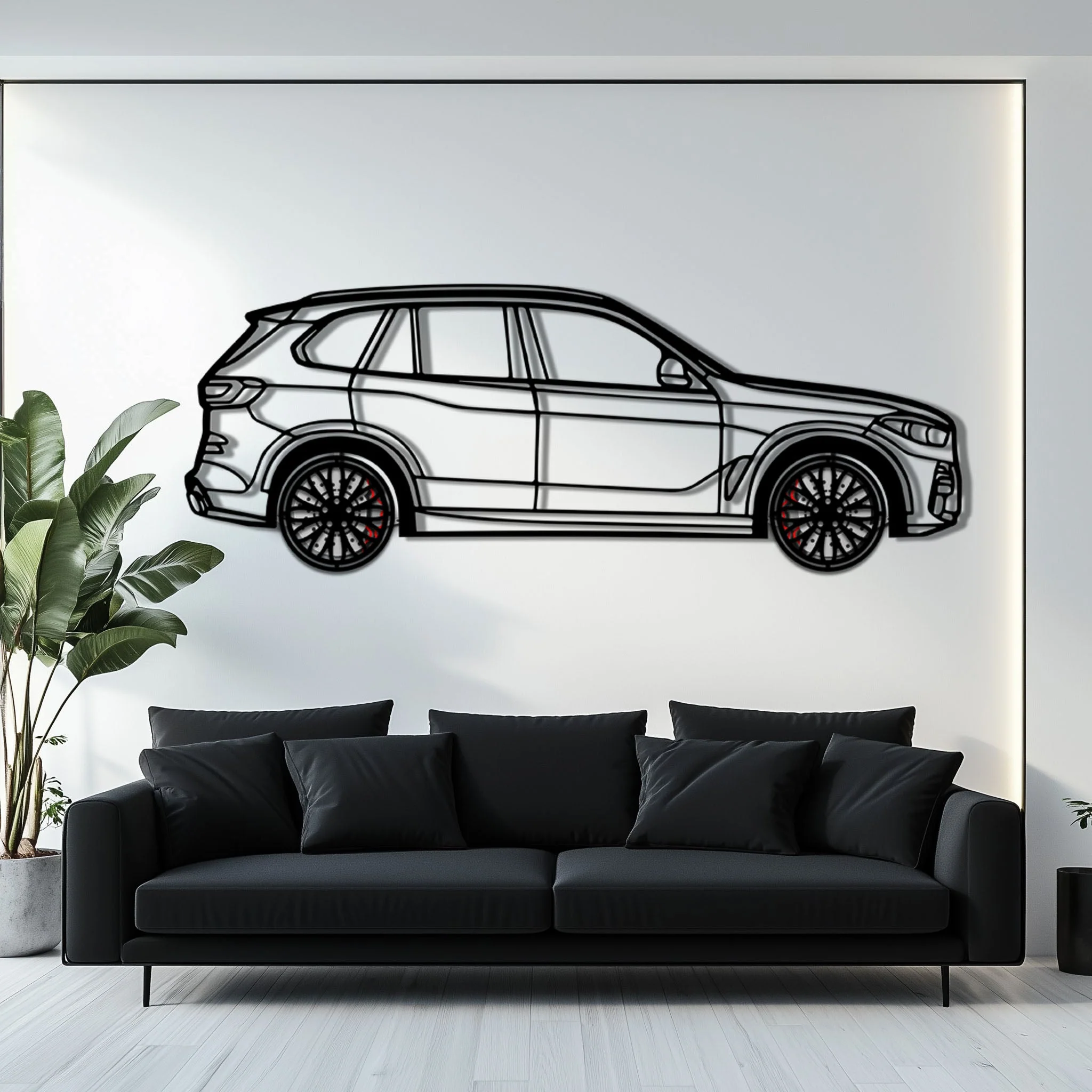 BMW X5 Metal Car Wall Art with Rotating Wheels - Modern SAV Silhouette Decor - Interactive Automotive Wall Art - KAFMEKA111 - Image 7