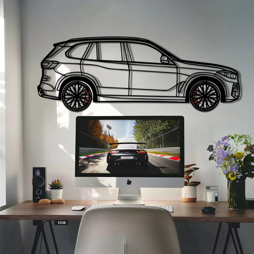 BMW X5 Metal Car Wall Art with Rotating Wheels - Modern SAV Silhouette Decor - Interactive Automotive Wall Art - KAFMEKA111 - Image 8