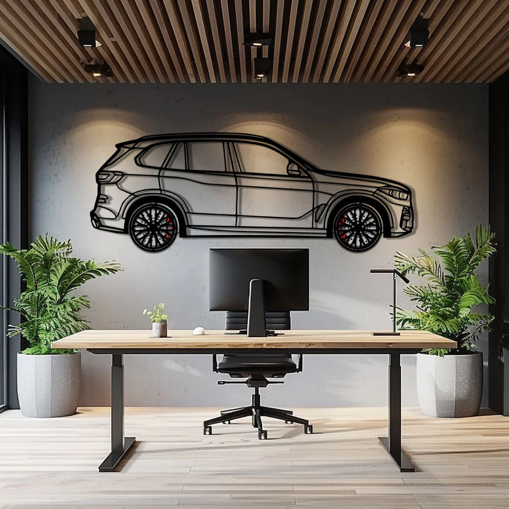 BMW X5 Metal Car Wall Art with Rotating Wheels - Modern SAV Silhouette Decor - Interactive Automotive Wall Art - KAFMEKA111 - Image 9