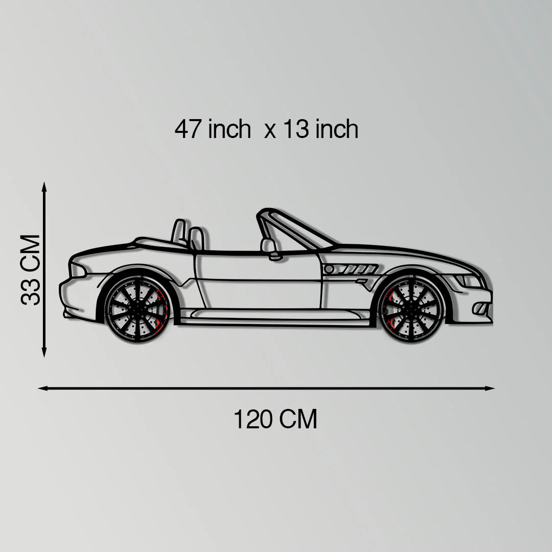 BMW Z3 Metal Car Wall Art with Rotating Wheels - Classic Roadster Silhouette Decor - Interactive Automotive Wall Art - KAFMEKA112 - Image 11