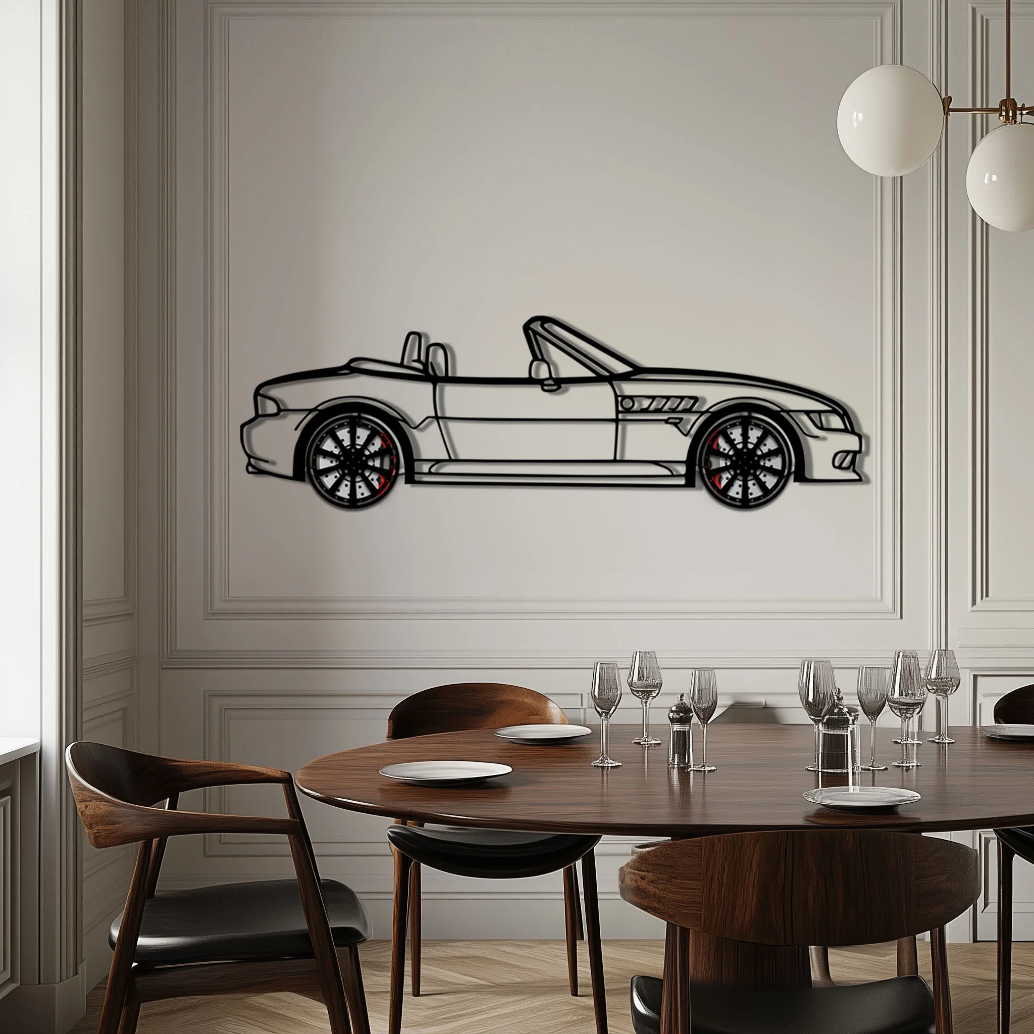 BMW Z3 Metal Car Wall Art with Rotating Wheels - Classic Roadster Silhouette Decor - Interactive Automotive Wall Art - KAFMEKA112 - Image 4