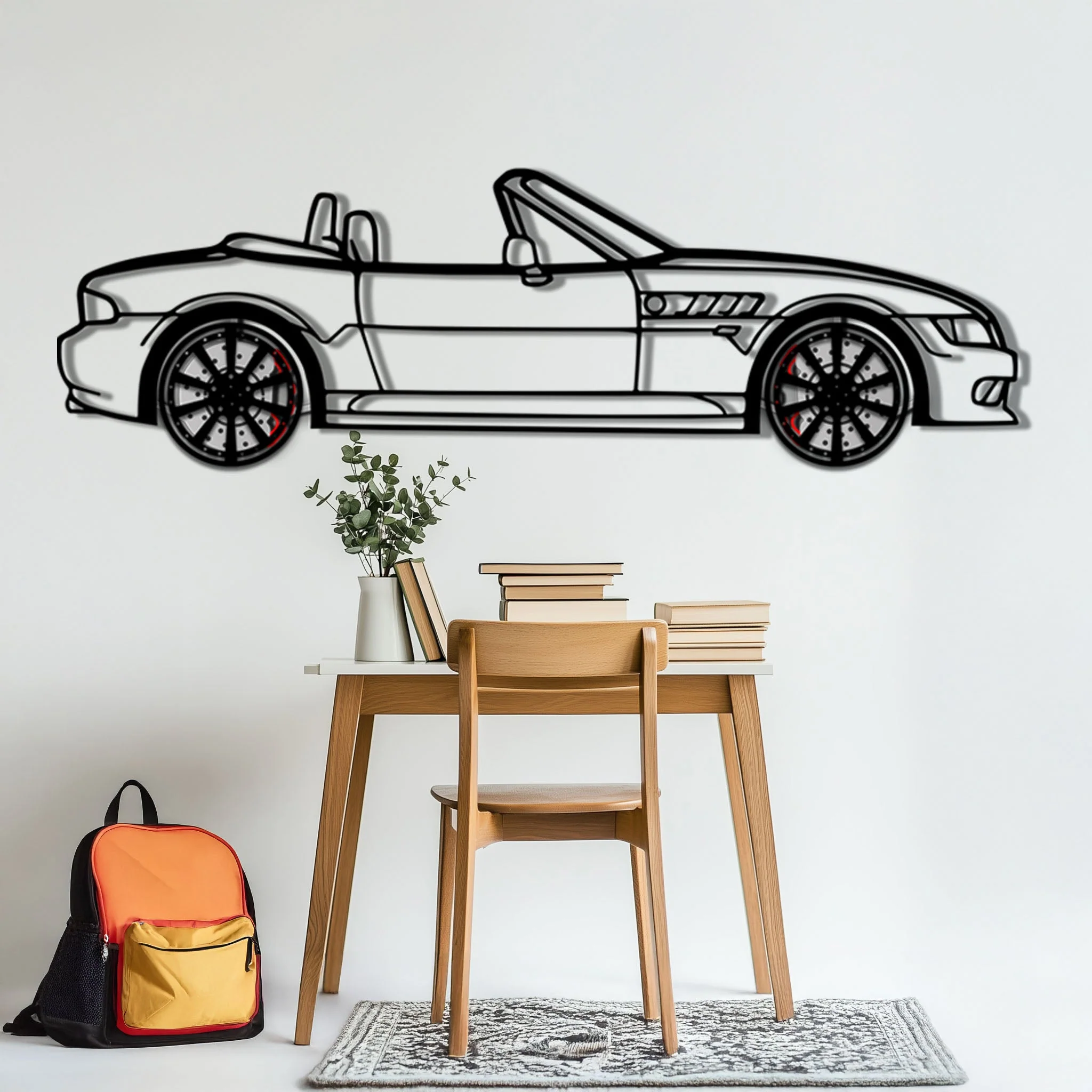 BMW Z3 Metal Car Wall Art with Rotating Wheels - Classic Roadster Silhouette Decor - Interactive Automotive Wall Art - KAFMEKA112 - Image 6