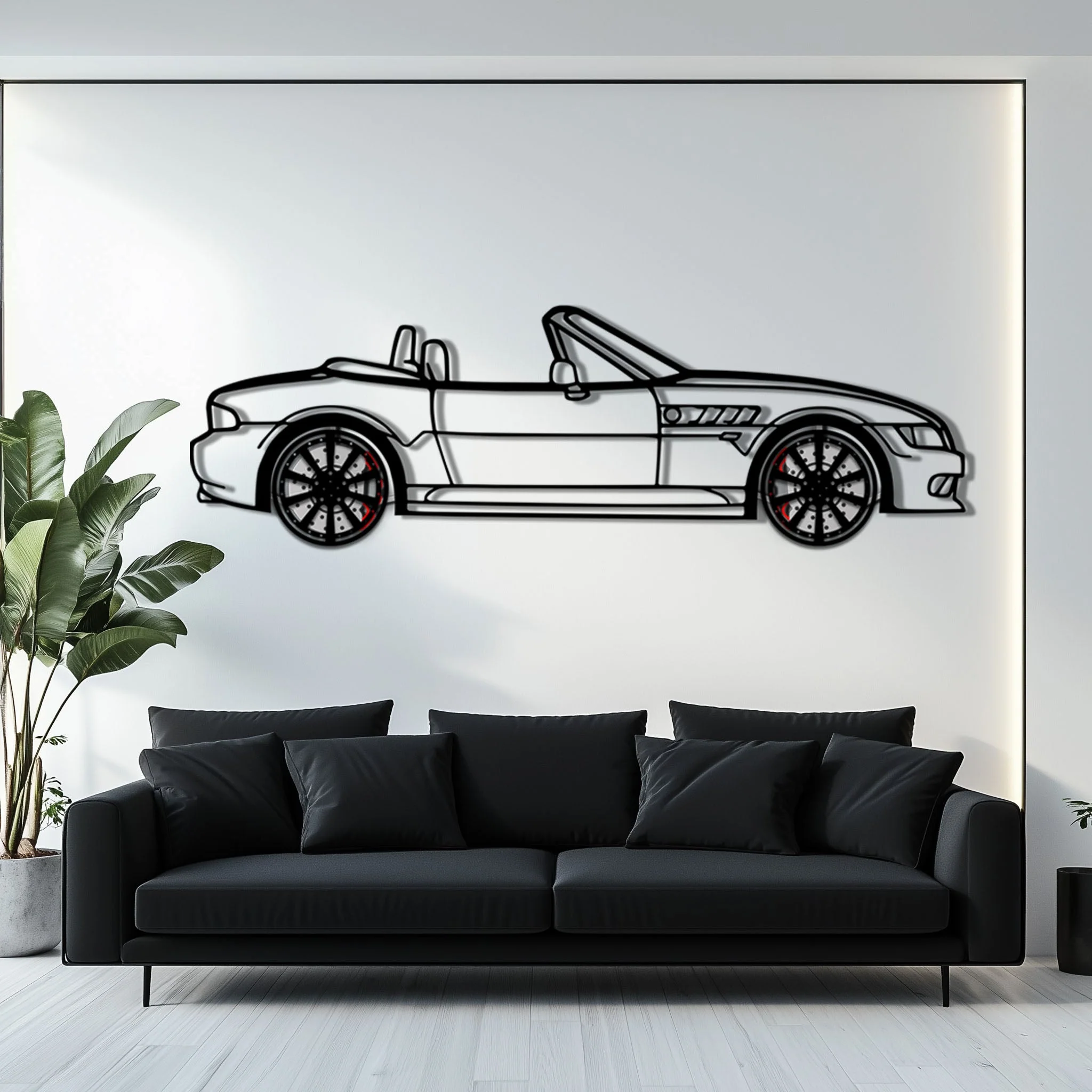 BMW Z3 Metal Car Wall Art with Rotating Wheels - Classic Roadster Silhouette Decor - Interactive Automotive Wall Art - KAFMEKA112 - Image 8