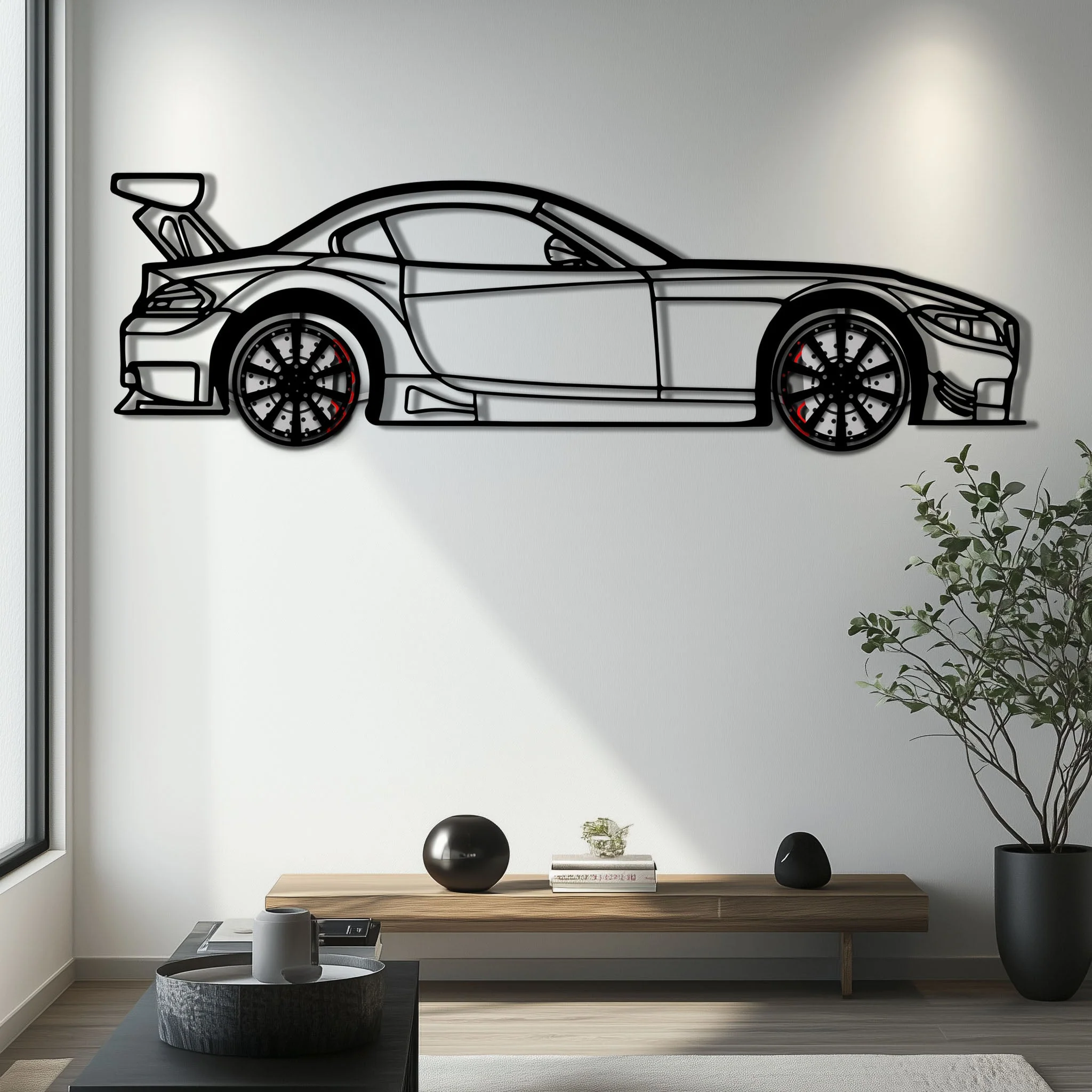 BMW Z4 E89 Metal Car Wall Art with Rotating Wheels - Modern Roadster Silhouette Decor - Interactive Automotive Wall Art - KAFMEKA113 - Image 5