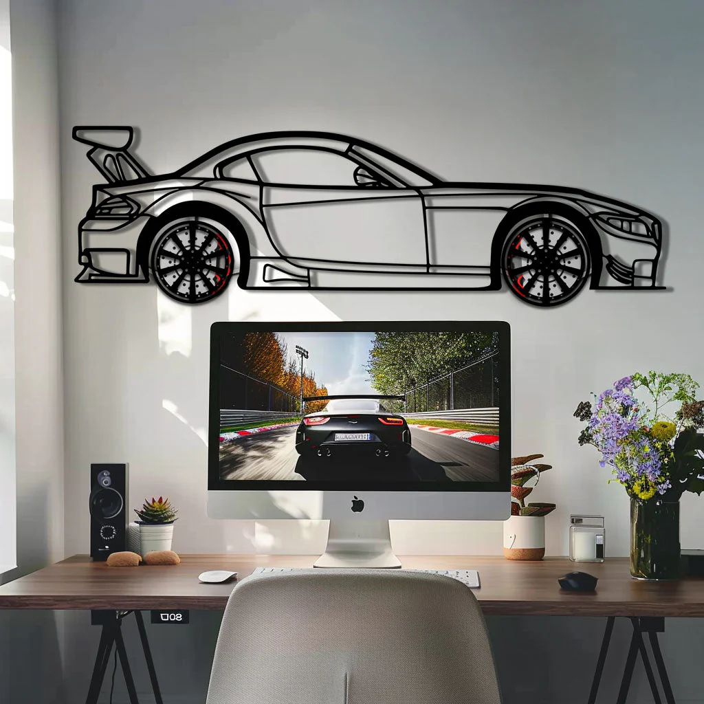 BMW Z4 E89 Metal Car Wall Art with Rotating Wheels - Modern Roadster Silhouette Decor - Interactive Automotive Wall Art - KAFMEKA113 - Image 7