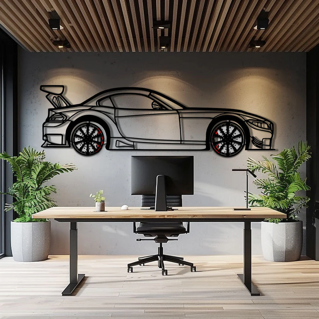 BMW Z4 E89 Metal Car Wall Art with Rotating Wheels - Modern Roadster Silhouette Decor - Interactive Automotive Wall Art - KAFMEKA113 - Image 8