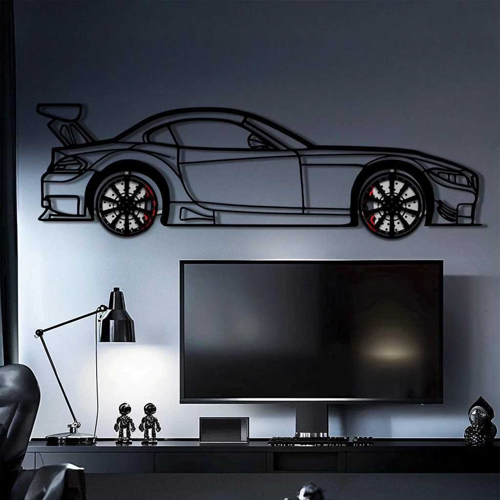 BMW Z4 E89 Metal Car Wall Art with Rotating Wheels - Modern Roadster Silhouette Decor - Interactive Automotive Wall Art - KAFMEKA113 - Image 9