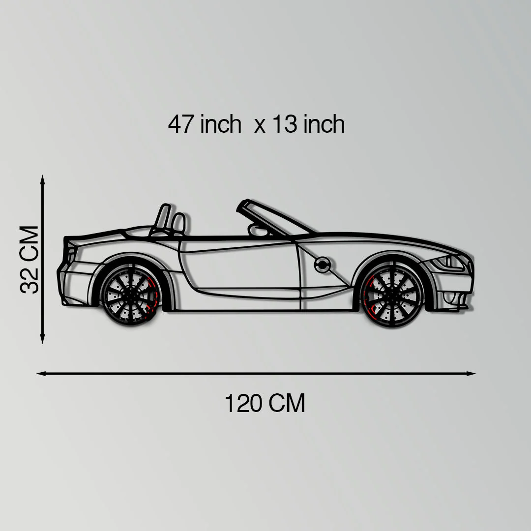 BMW Z4 M Roadster Metal Car Wall Art with Rotating Wheels - M Power Silhouette Decor - Interactive Automotive Wall Art - KAFMEKA114 - Image 11