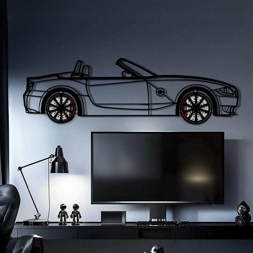 BMW Z4 M Roadster Metal Car Wall Art with Rotating Wheels - M Power Silhouette Decor - Interactive Automotive Wall Art - KAFMEKA114 - Image 2