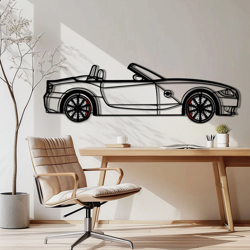 BMW Z4 M Roadster Metal Car Wall Art with Rotating Wheels - M Power Silhouette Decor - Interactive Automotive Wall Art - KAFMEKA114 - Image 3