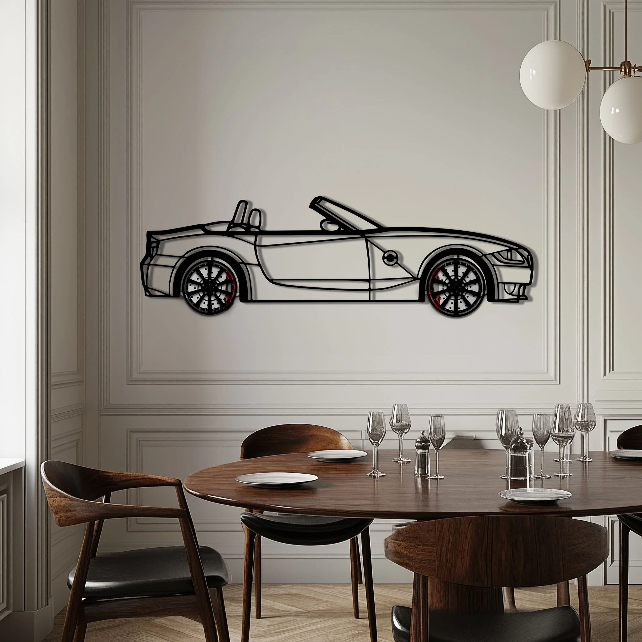 BMW Z4 M Roadster Metal Car Wall Art with Rotating Wheels - M Power Silhouette Decor - Interactive Automotive Wall Art - KAFMEKA114 - Image 4