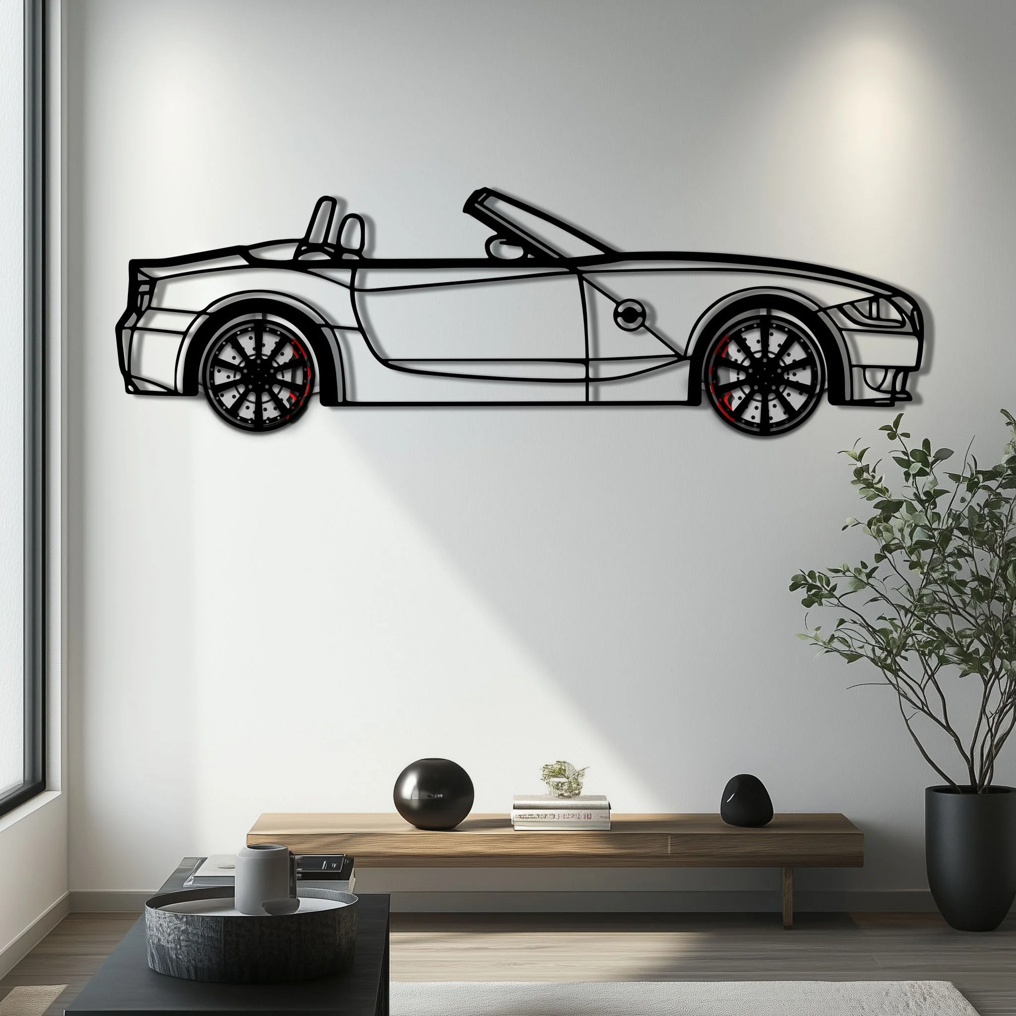 BMW Z4 M Roadster Metal Car Wall Art with Rotating Wheels - M Power Silhouette Decor - Interactive Automotive Wall Art - KAFMEKA114 - Image 7