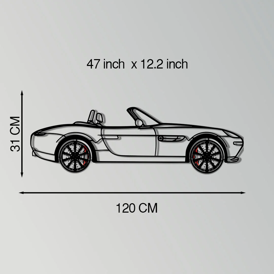 BMW Z8 Metal Car Wall Art with Rotating Wheels - Classic Luxury Roadster Silhouette - Interactive Automotive Wall Decor - KAFMEKA115 - Image 11