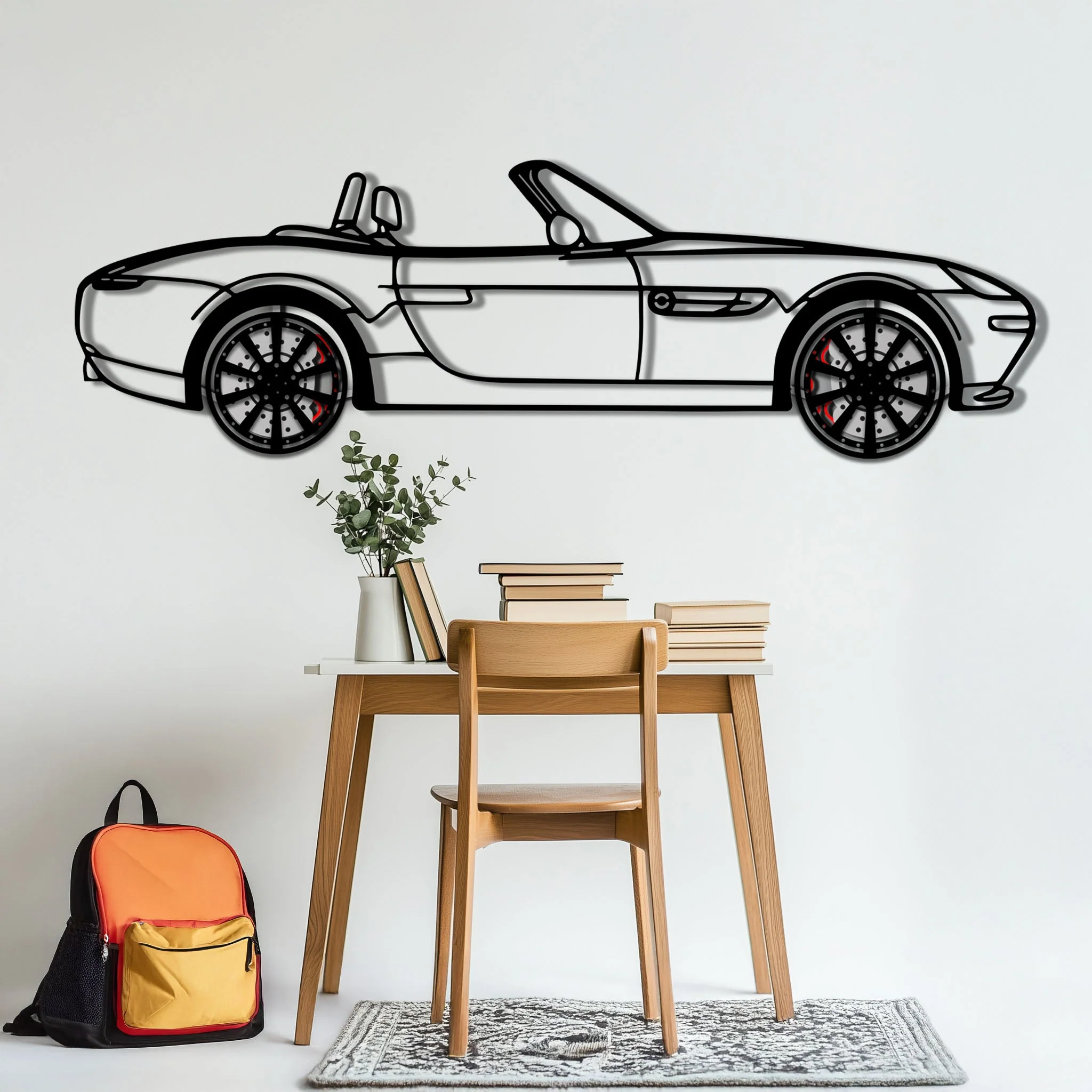 BMW Z8 Metal Car Wall Art with Rotating Wheels - Classic Luxury Roadster Silhouette - Interactive Automotive Wall Decor - KAFMEKA115 - Image 6