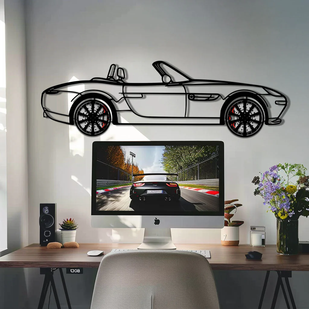 BMW Z8 Metal Car Wall Art with Rotating Wheels - Classic Luxury Roadster Silhouette - Interactive Automotive Wall Decor - KAFMEKA115 - Image 9