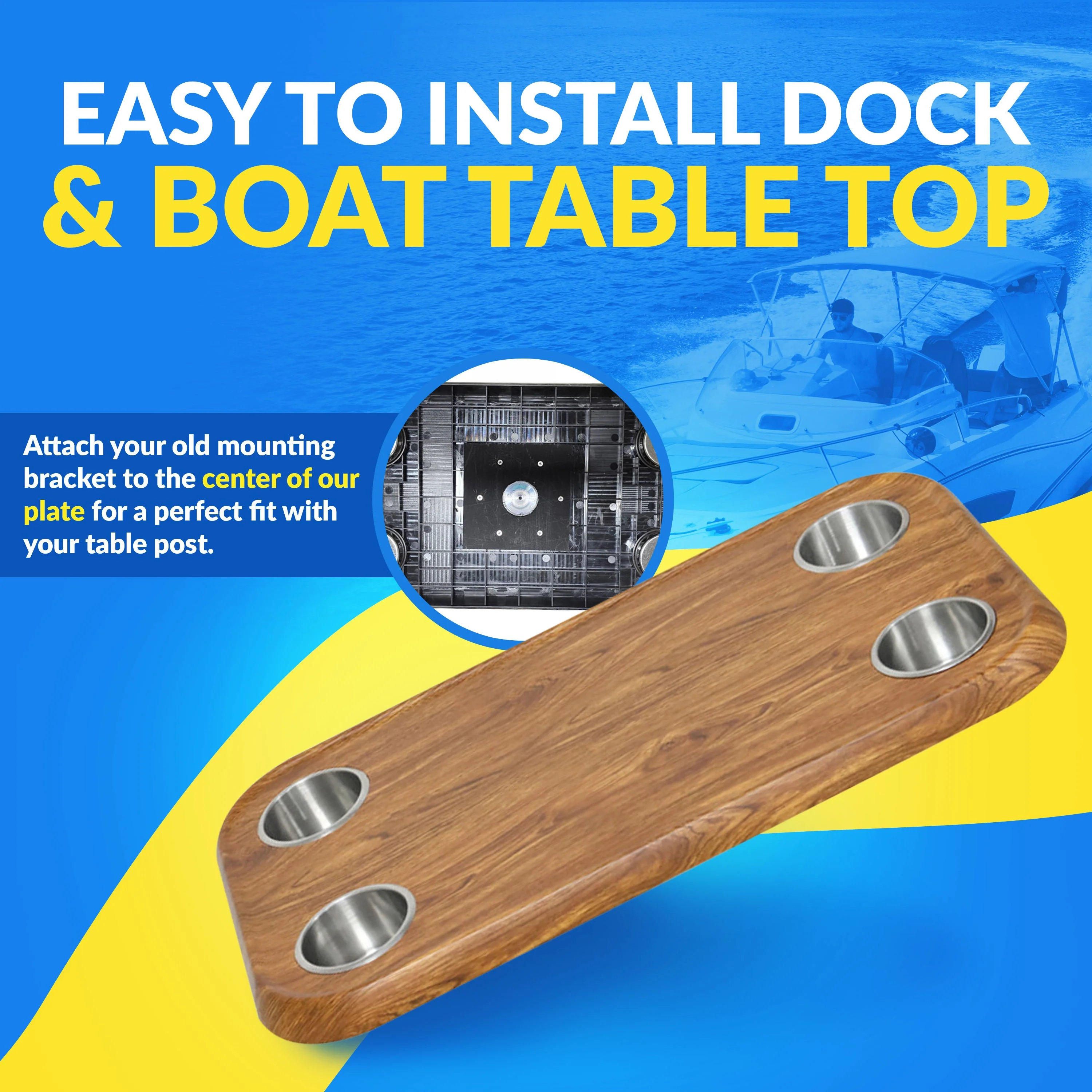 Boat Table Top Only - Mount Your Current Table Bracket to New Top - Waterproof (6 colors): - Image 2