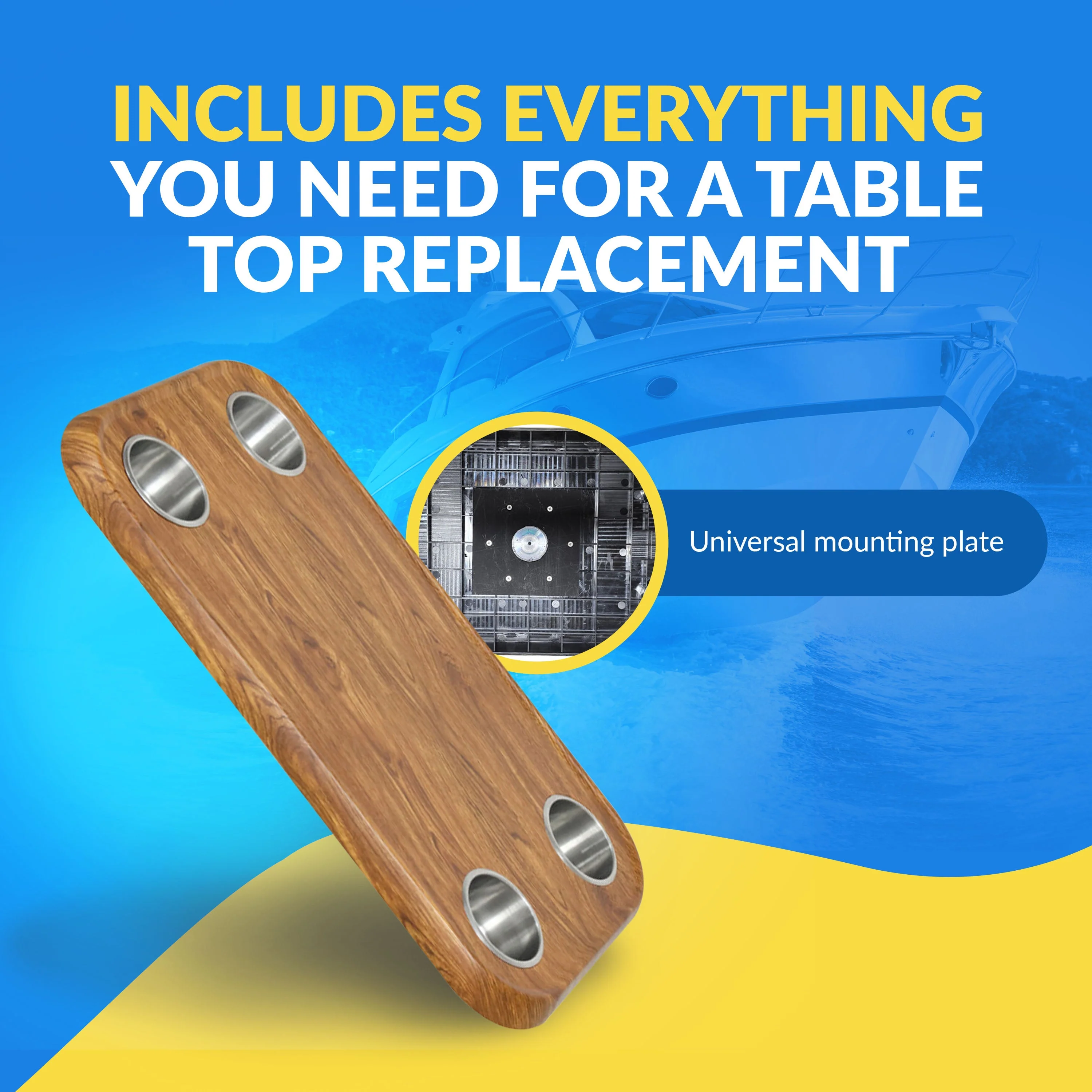 Boat Table Top Only - Mount Your Current Table Bracket to New Top - Waterproof (6 colors): - Image 3