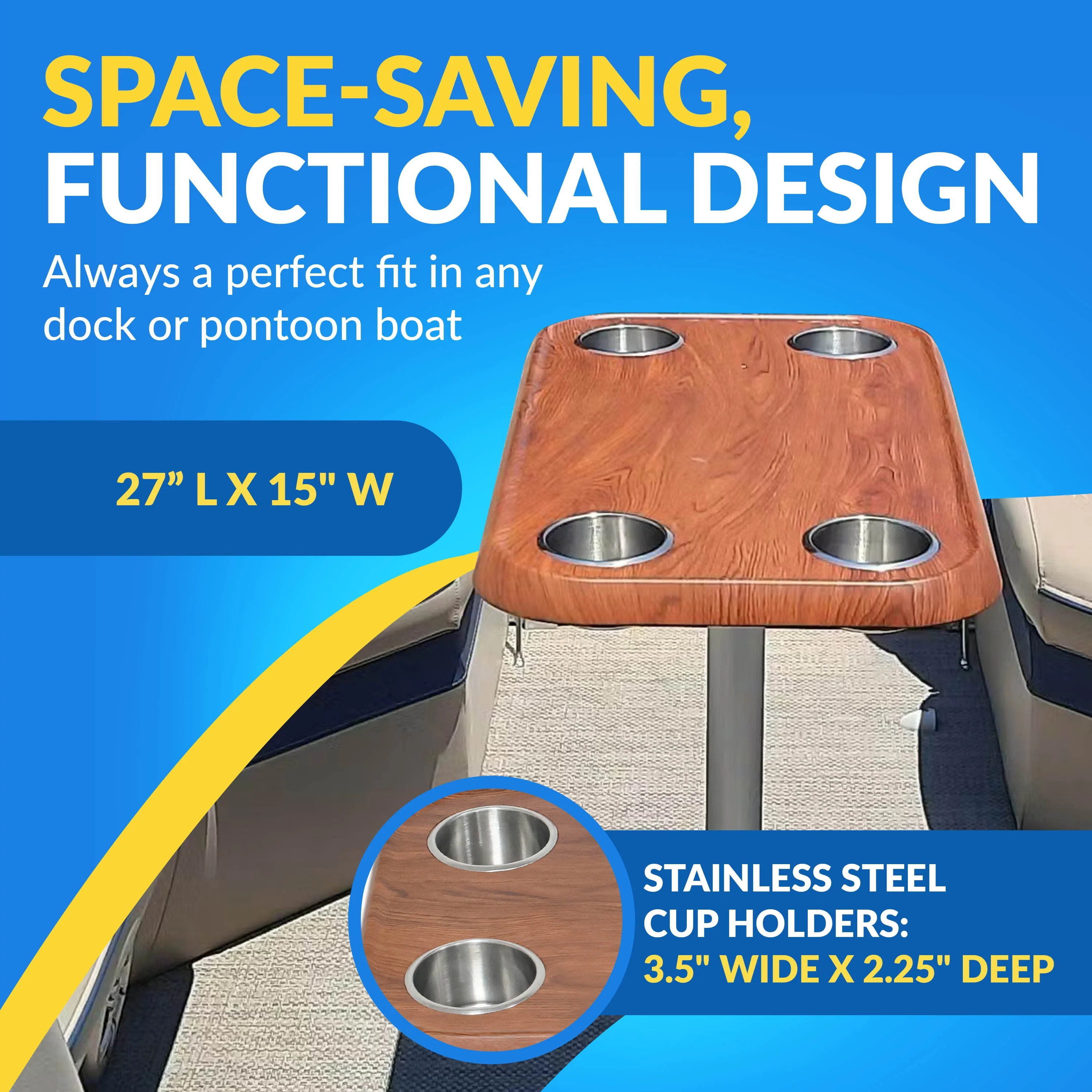 Boat Table Top Only - Mount Your Current Table Bracket to New Top - Waterproof (6 colors): - Image 4