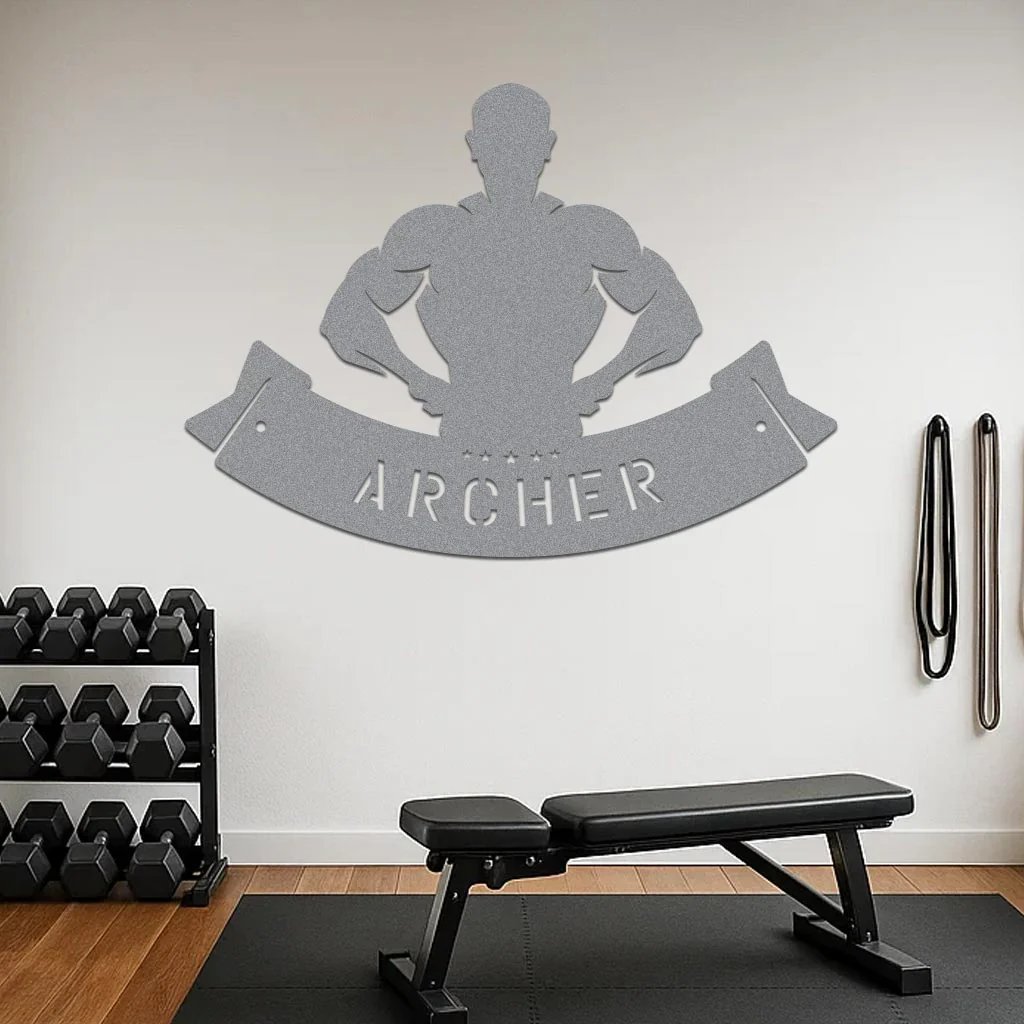 Body Builder Flexing Down Name Sign - Image 4