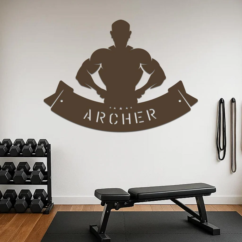 Body Builder Flexing Down Name Sign - Image 5