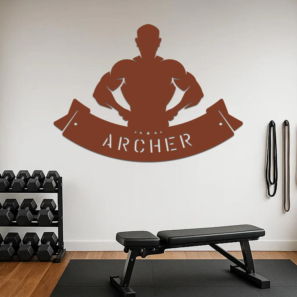 Body Builder Flexing Down Name Sign - Image 6