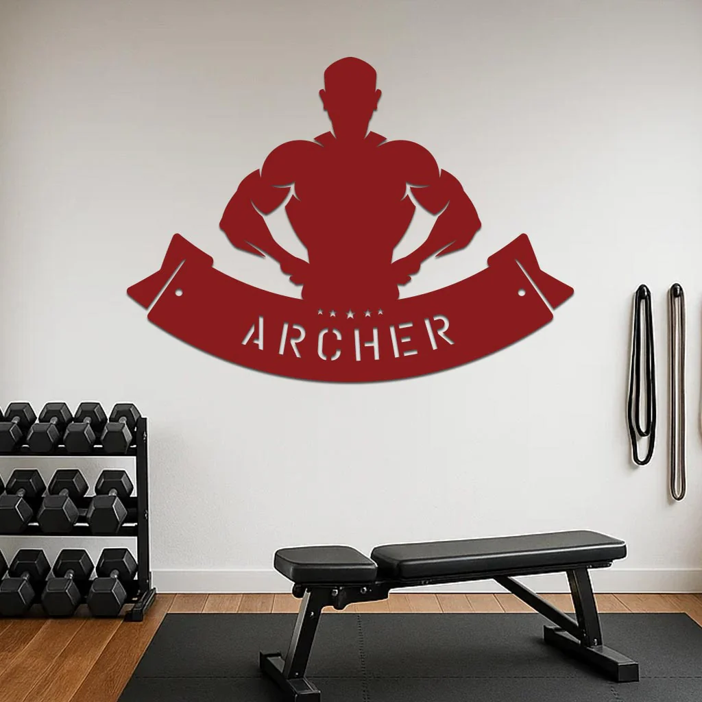 Body Builder Flexing Down Name Sign - Image 7