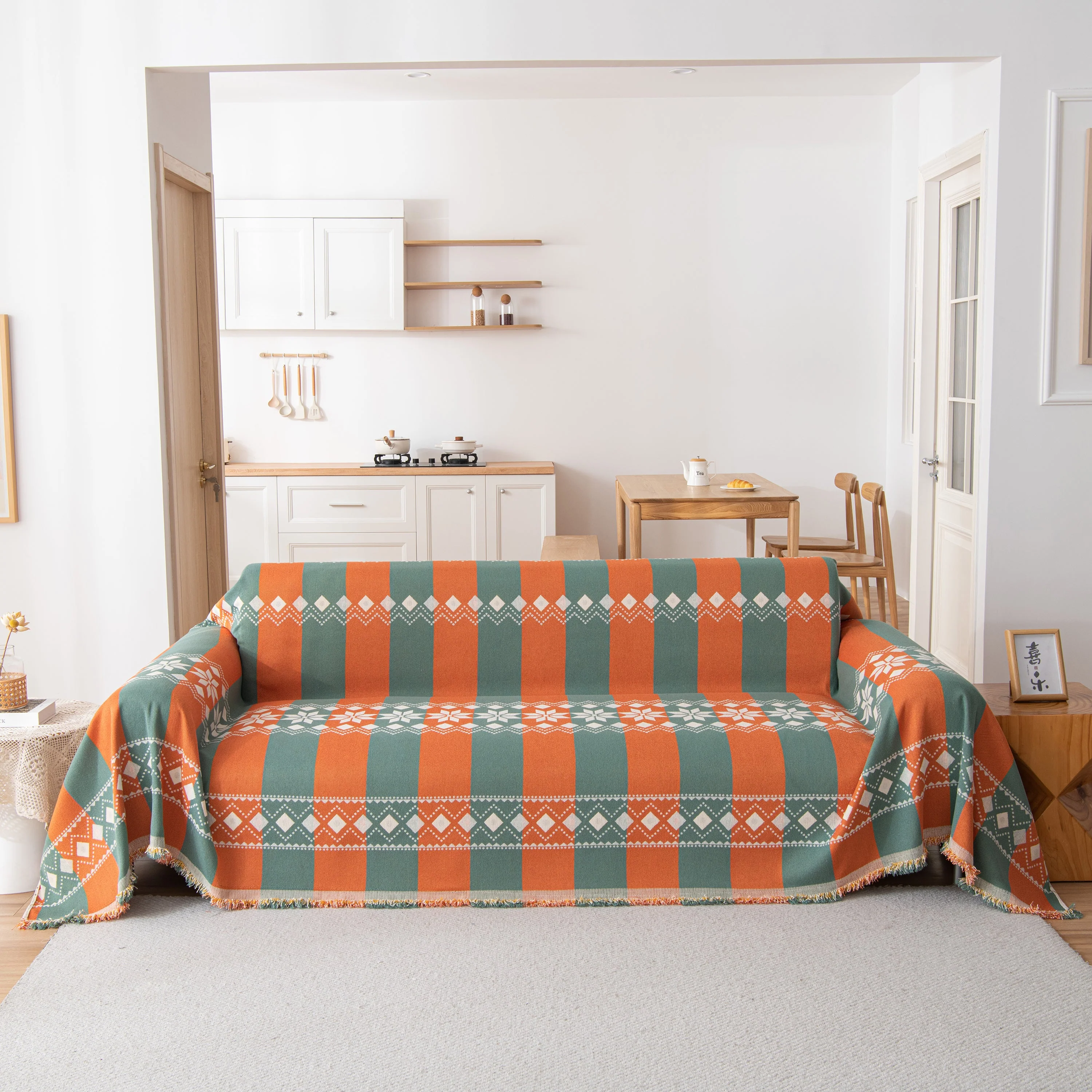 Bohemian Geometric Sofa Throw Cover, Cozy & Protective Ethnic-Inspired Couch Cover - Image 10