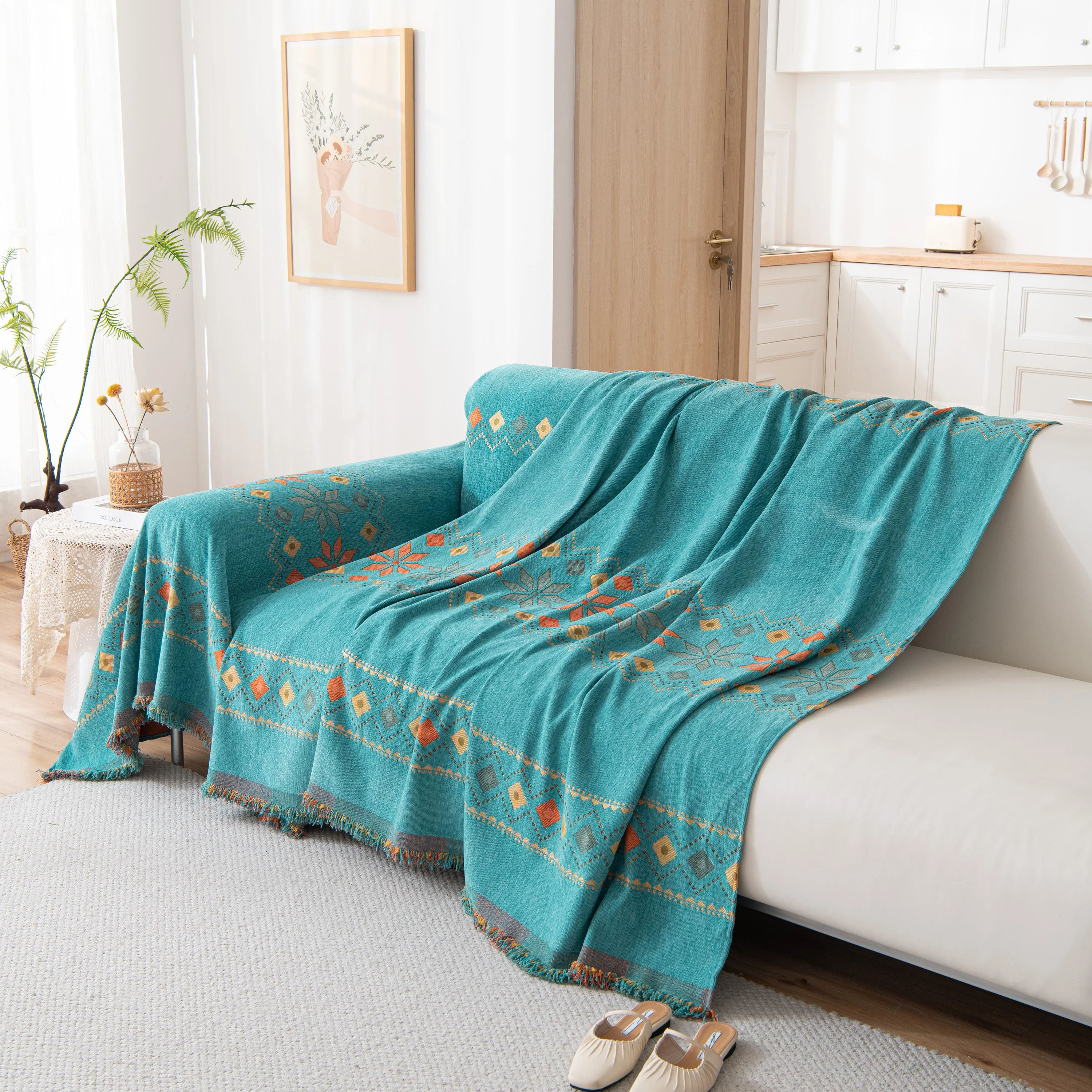 Bohemian Geometric Sofa Throw Cover, Cozy & Protective Ethnic-Inspired Couch Cover - Image 117