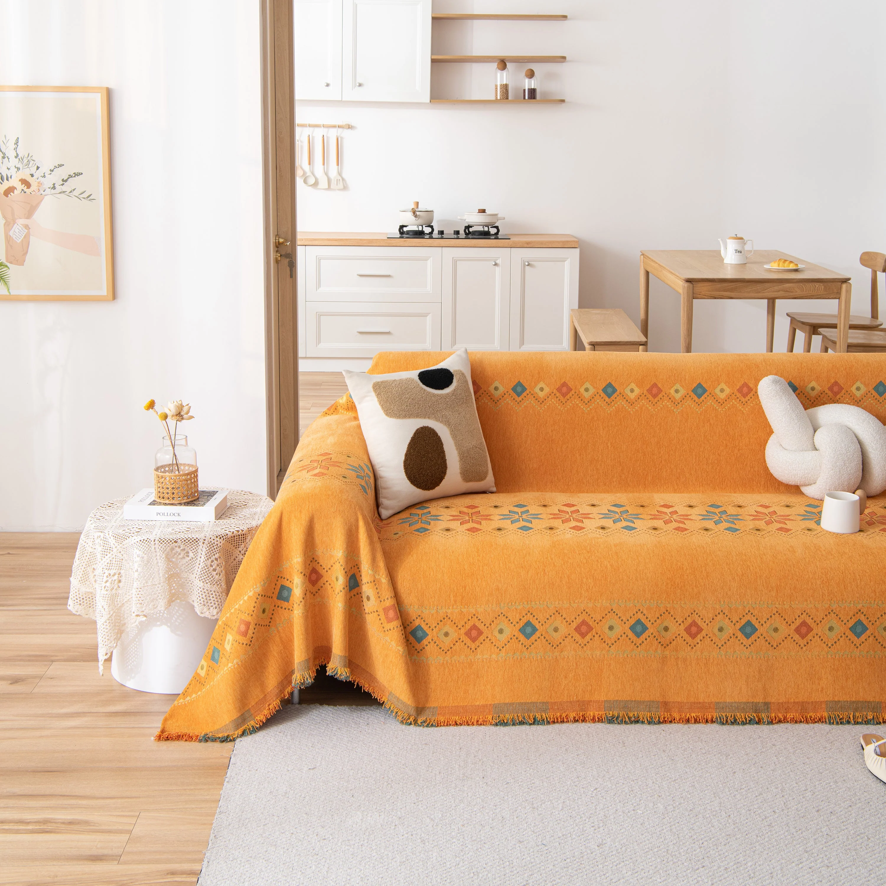 Bohemian Geometric Sofa Throw Cover, Cozy & Protective Ethnic-Inspired Couch Cover - Image 127