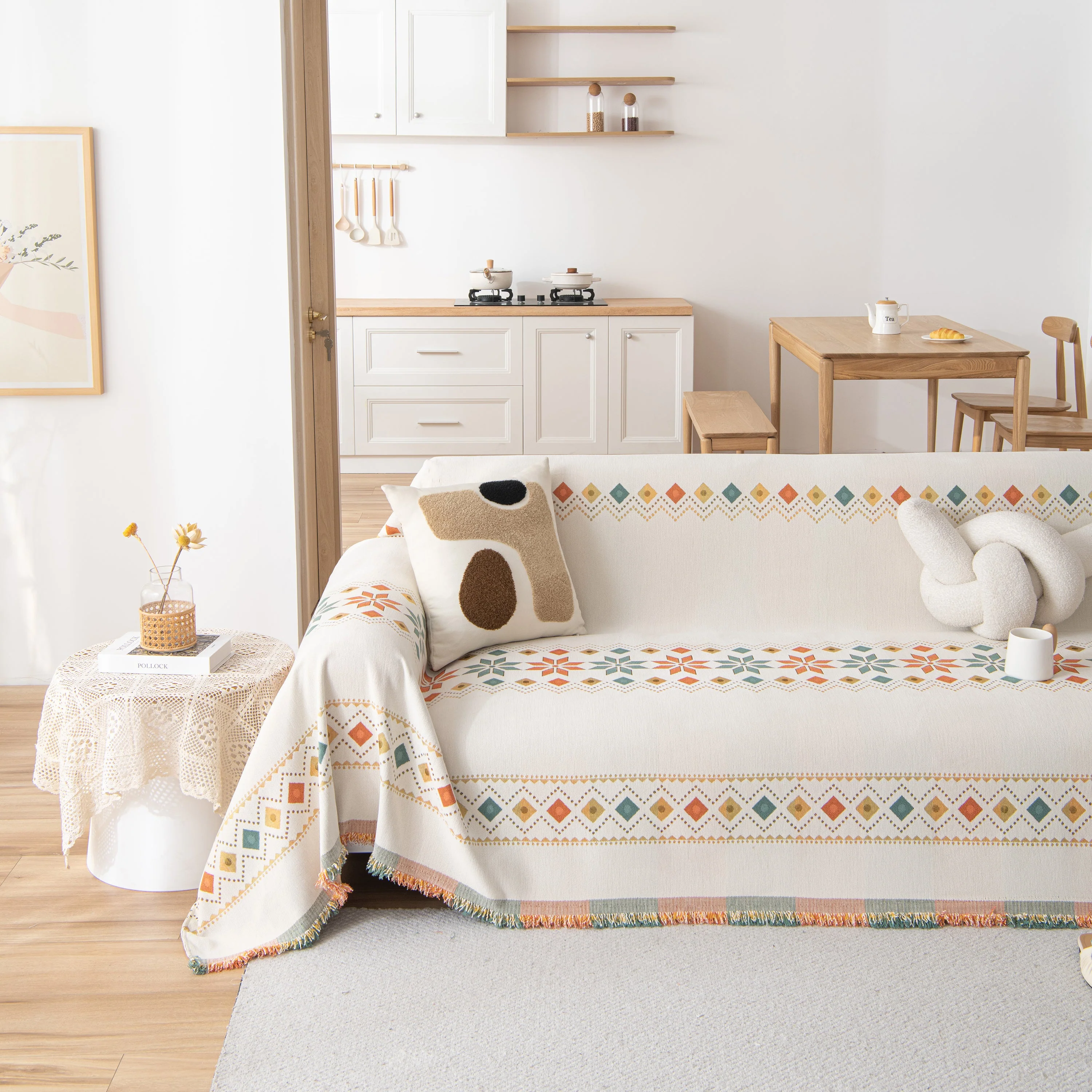 Bohemian Geometric Sofa Throw Cover, Cozy & Protective Ethnic-Inspired Couch Cover - Image 13