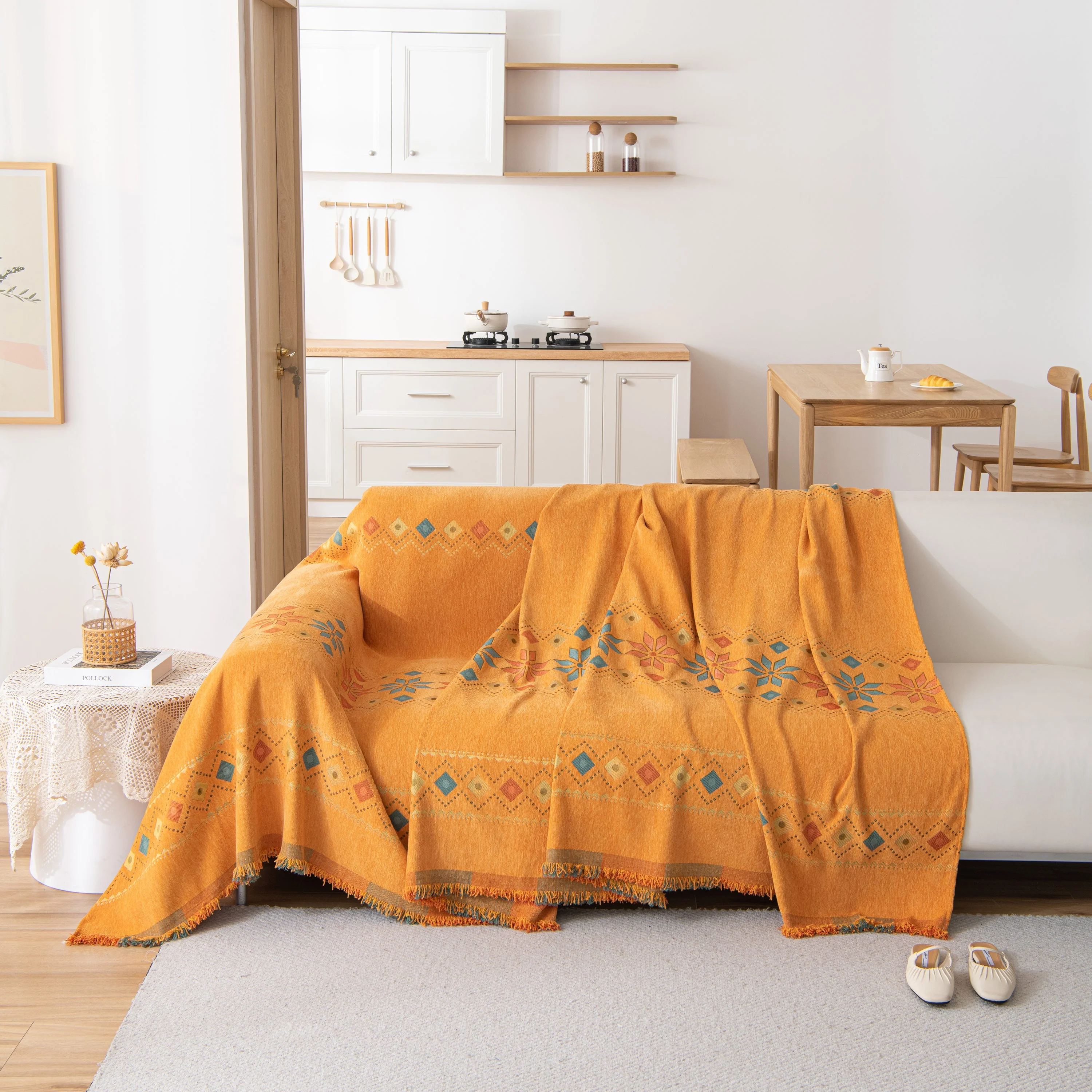 Bohemian Geometric Sofa Throw Cover, Cozy & Protective Ethnic-Inspired Couch Cover - Image 146