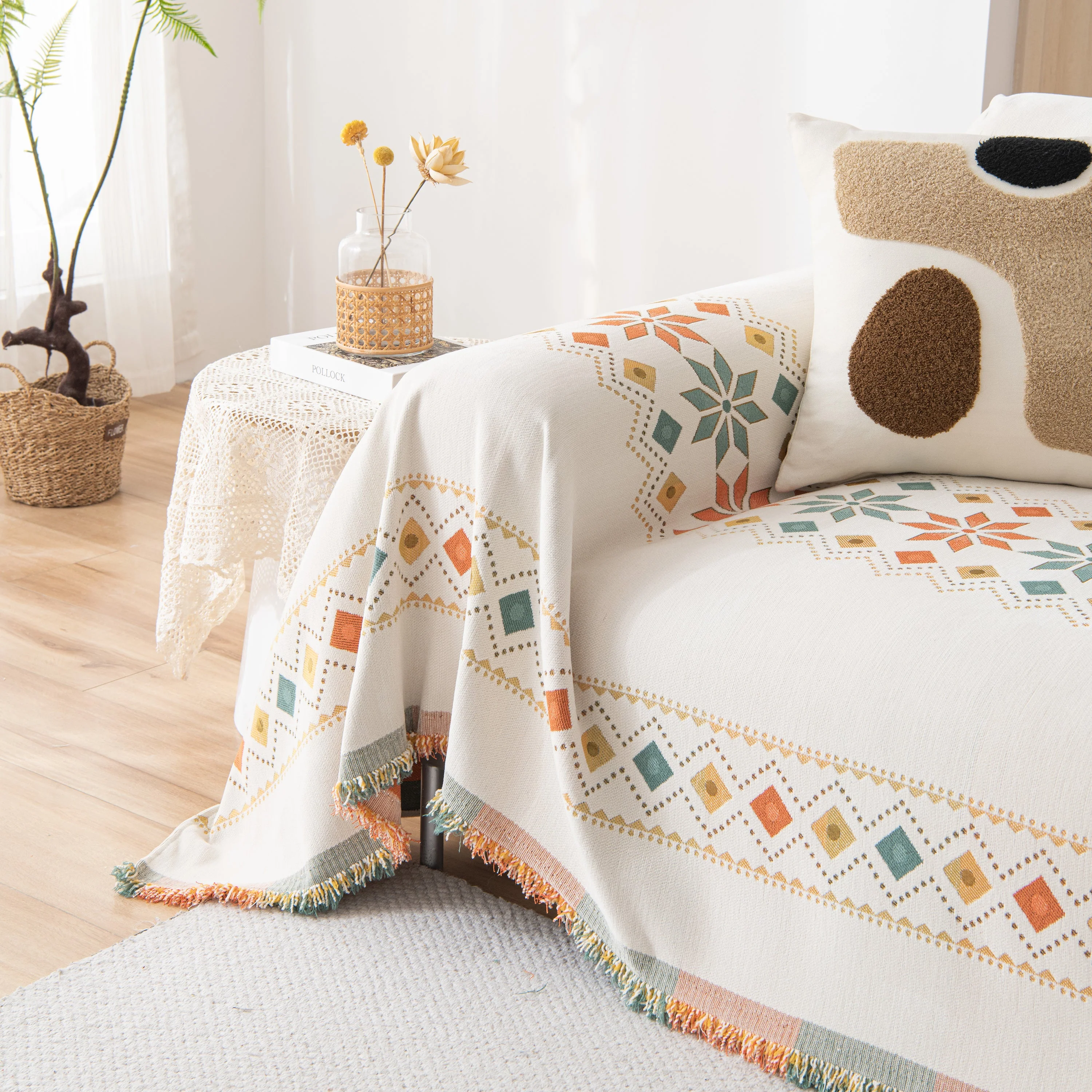Bohemian Geometric Sofa Throw Cover, Cozy & Protective Ethnic-Inspired Couch Cover - Image 21