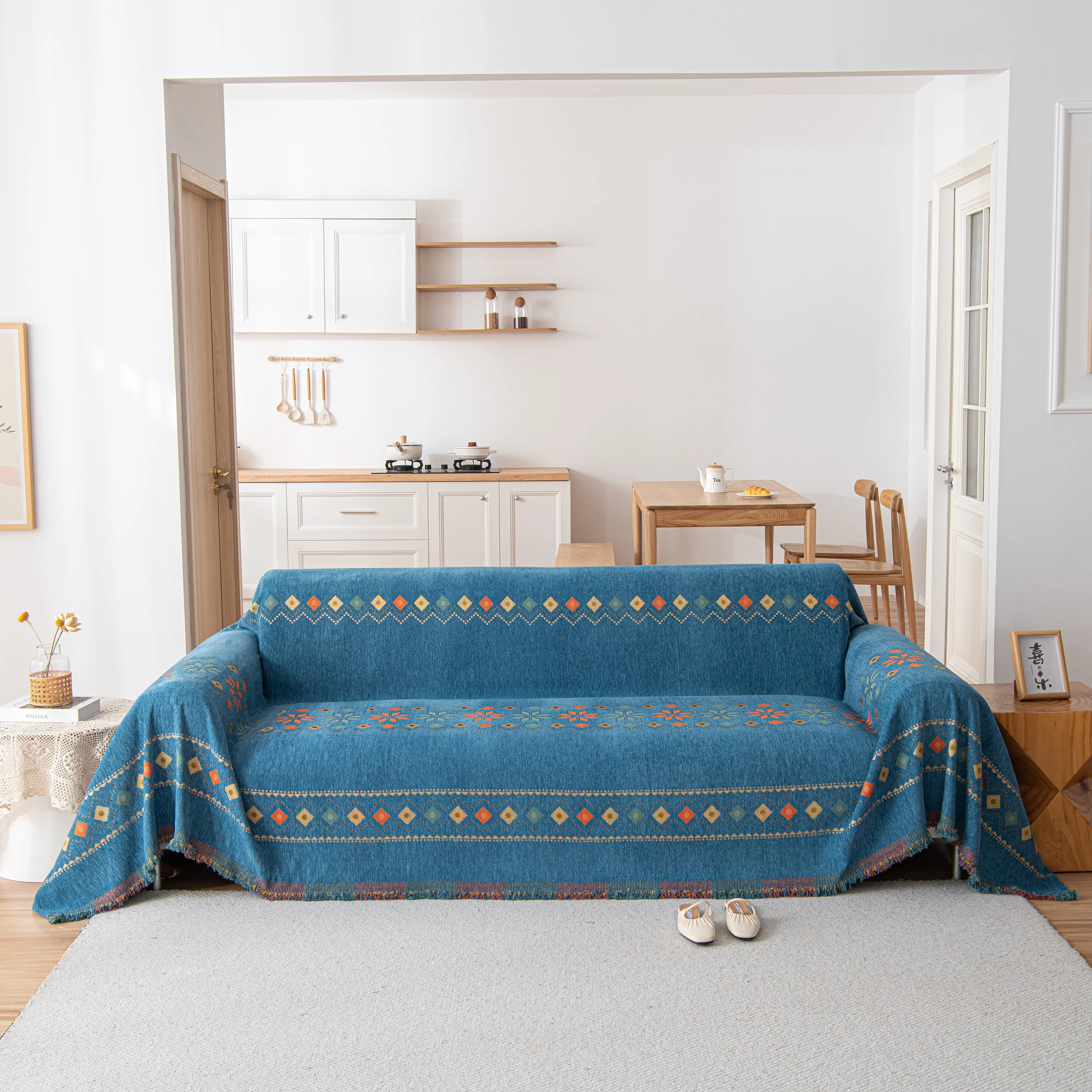 Bohemian Geometric Sofa Throw Cover, Cozy & Protective Ethnic-Inspired Couch Cover - Image 35