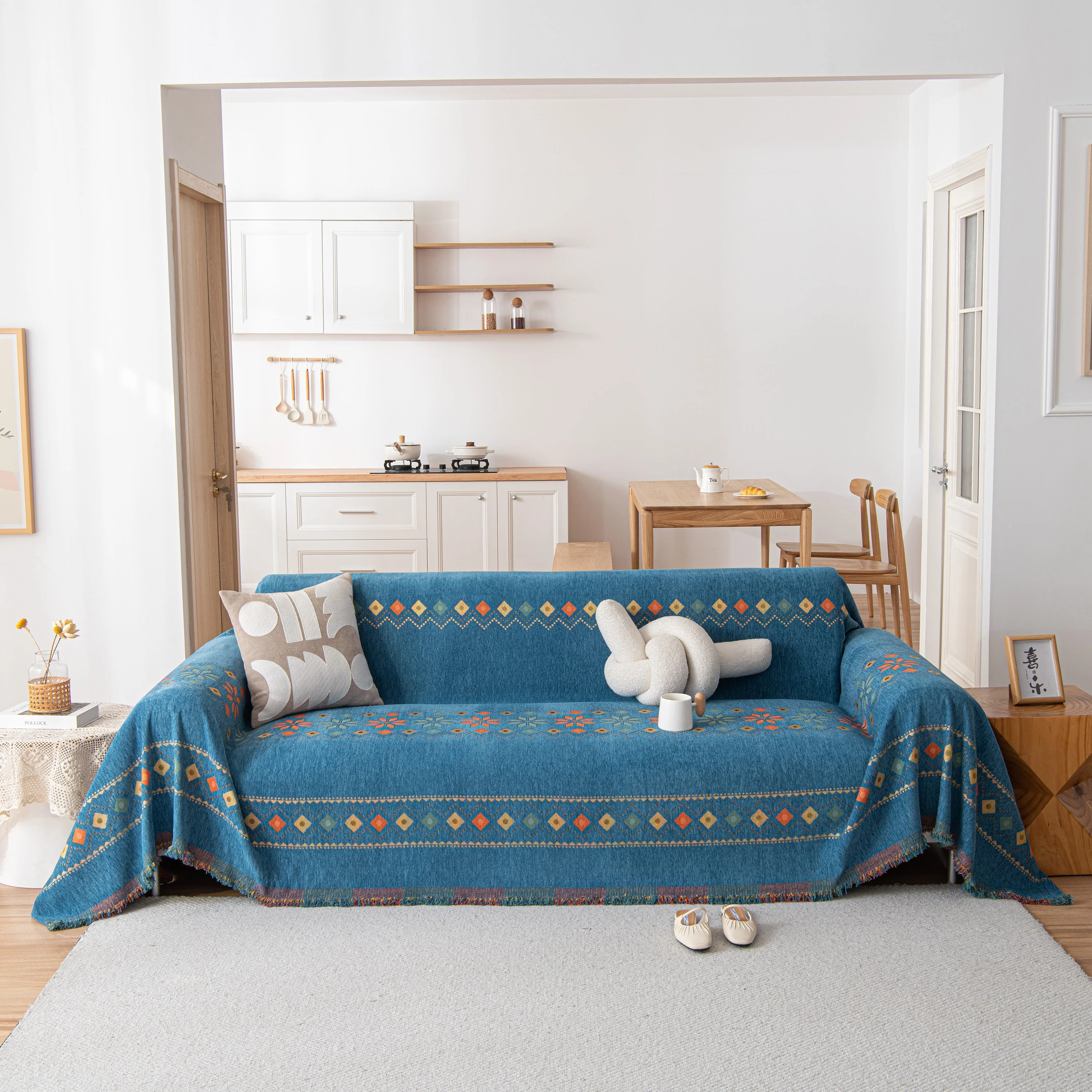 Bohemian Geometric Sofa Throw Cover, Cozy & Protective Ethnic-Inspired Couch Cover - Image 36