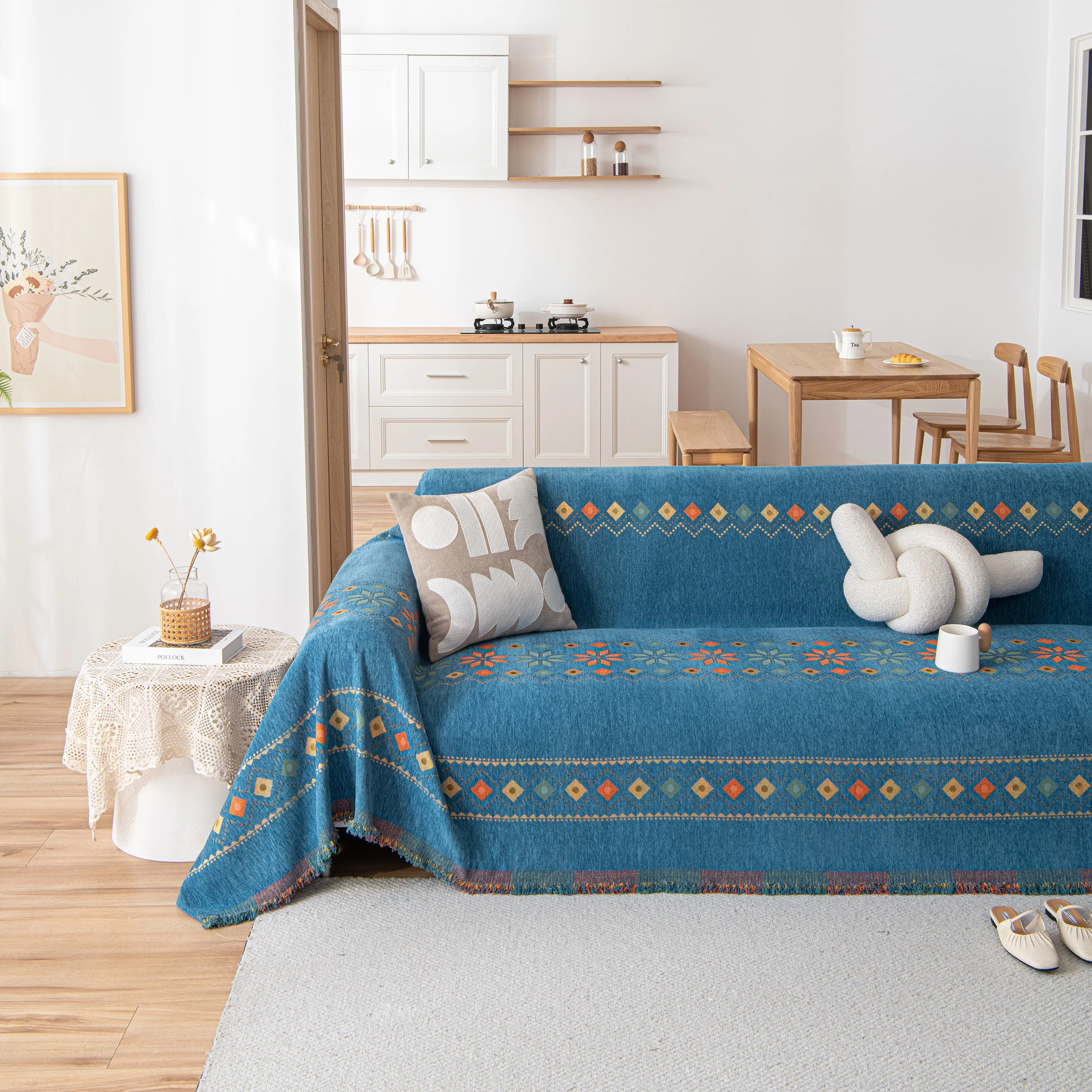 Bohemian Geometric Sofa Throw Cover, Cozy & Protective Ethnic-Inspired Couch Cover - Image 37