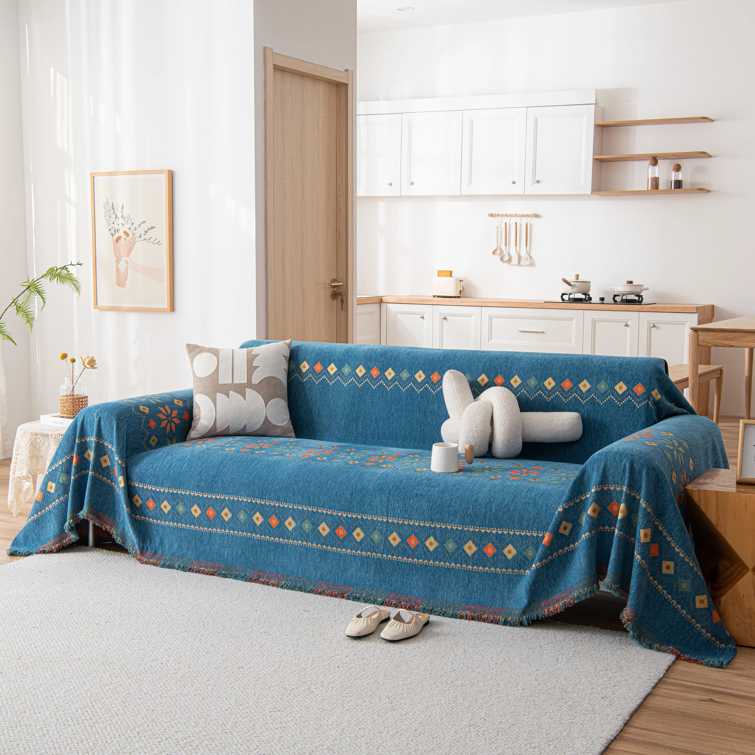 Bohemian Geometric Sofa Throw Cover, Cozy & Protective Ethnic-Inspired Couch Cover - Image 38