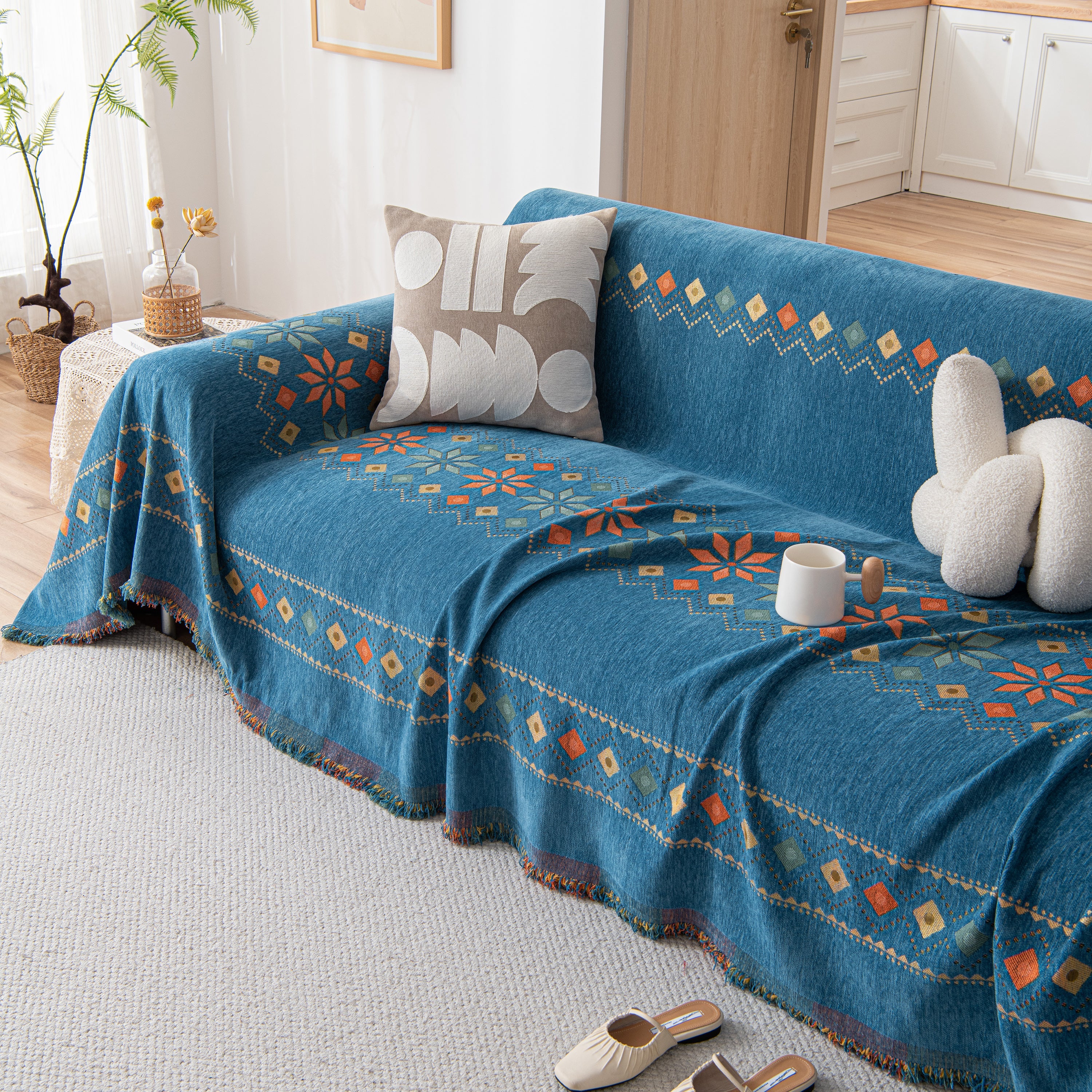 Bohemian Geometric Sofa Throw Cover, Cozy & Protective Ethnic-Inspired Couch Cover - Image 54