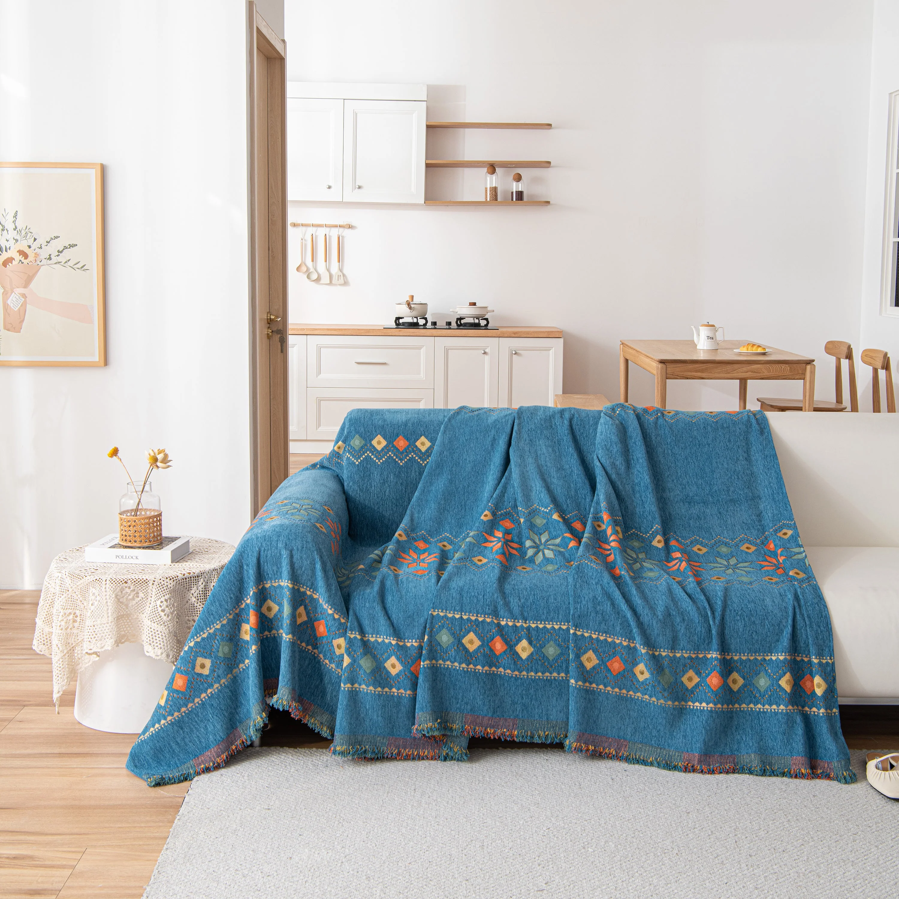 Bohemian Geometric Sofa Throw Cover, Cozy & Protective Ethnic-Inspired Couch Cover - Image 59