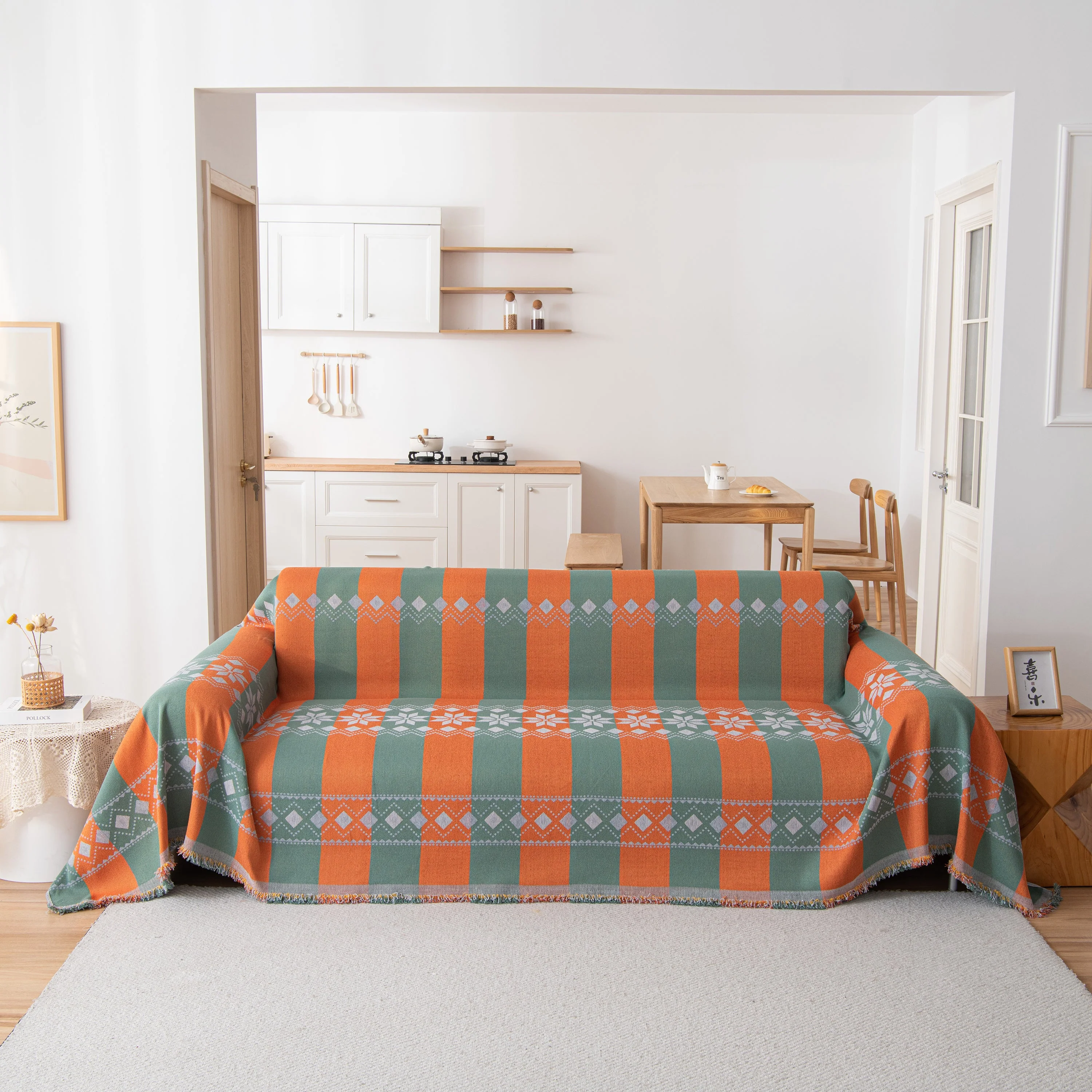 Bohemian Geometric Sofa Throw Cover, Cozy & Protective Ethnic-Inspired Couch Cover - Image 94