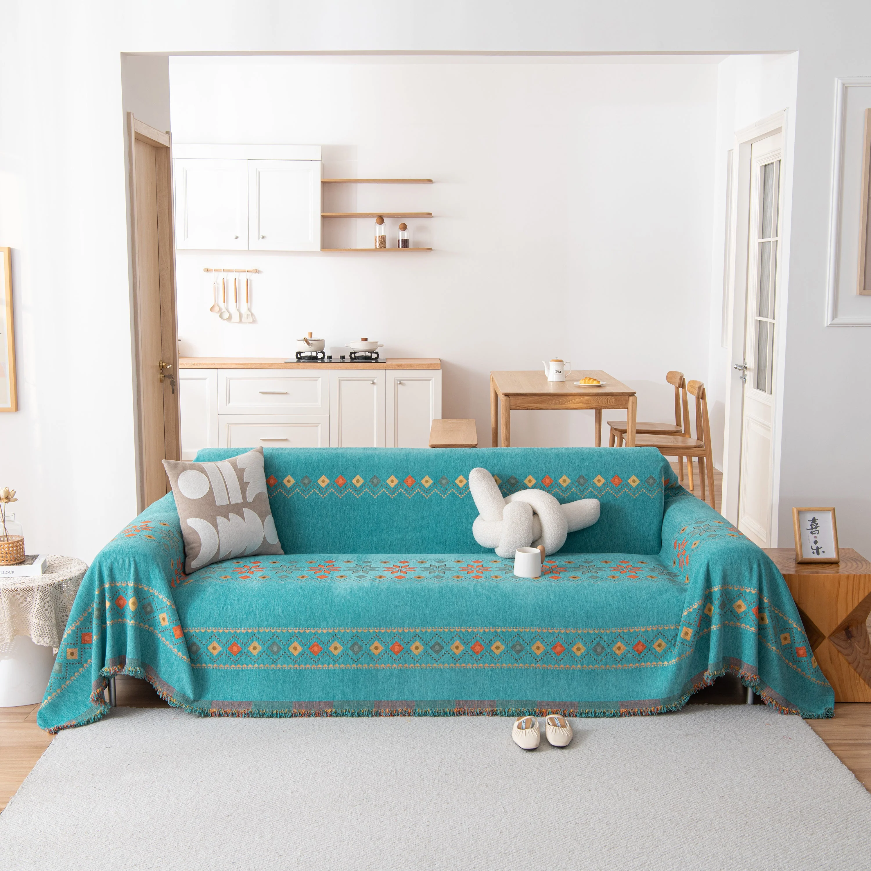 Bohemian Geometric Sofa Throw Cover, Cozy & Protective Ethnic-Inspired Couch Cover - Image 96