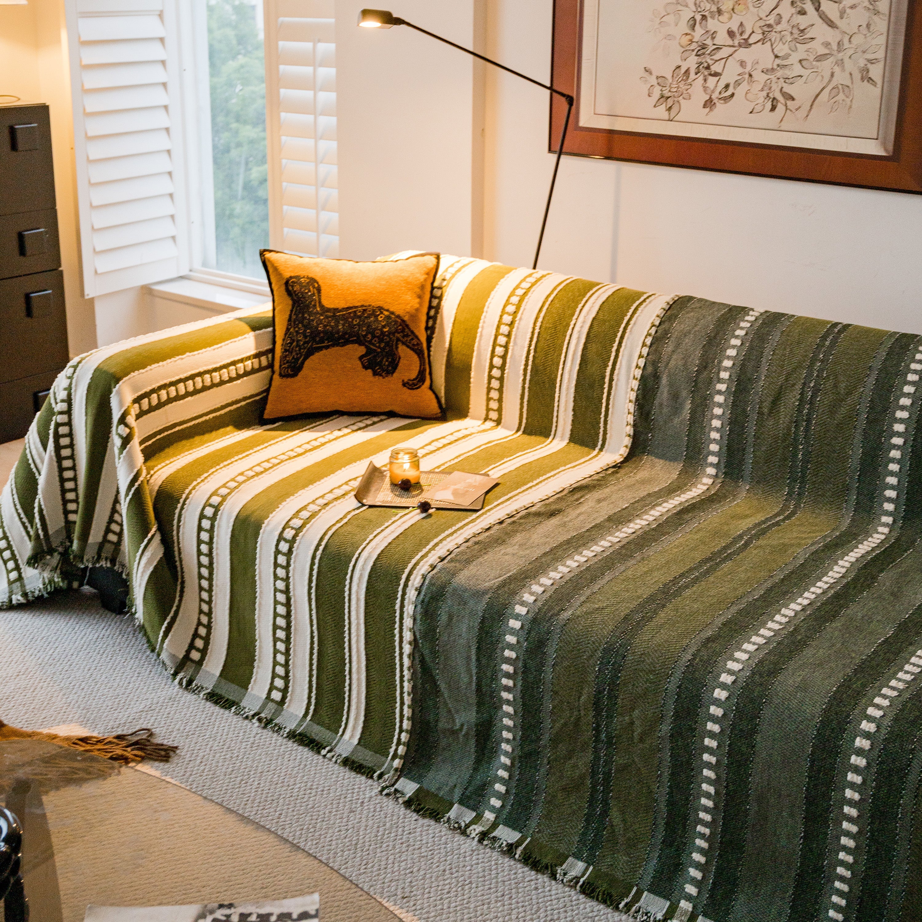 Bohemian Striped Sofa Cover, Decor Woven Throw for Couch, Loveseat, or Sectional - Image 10