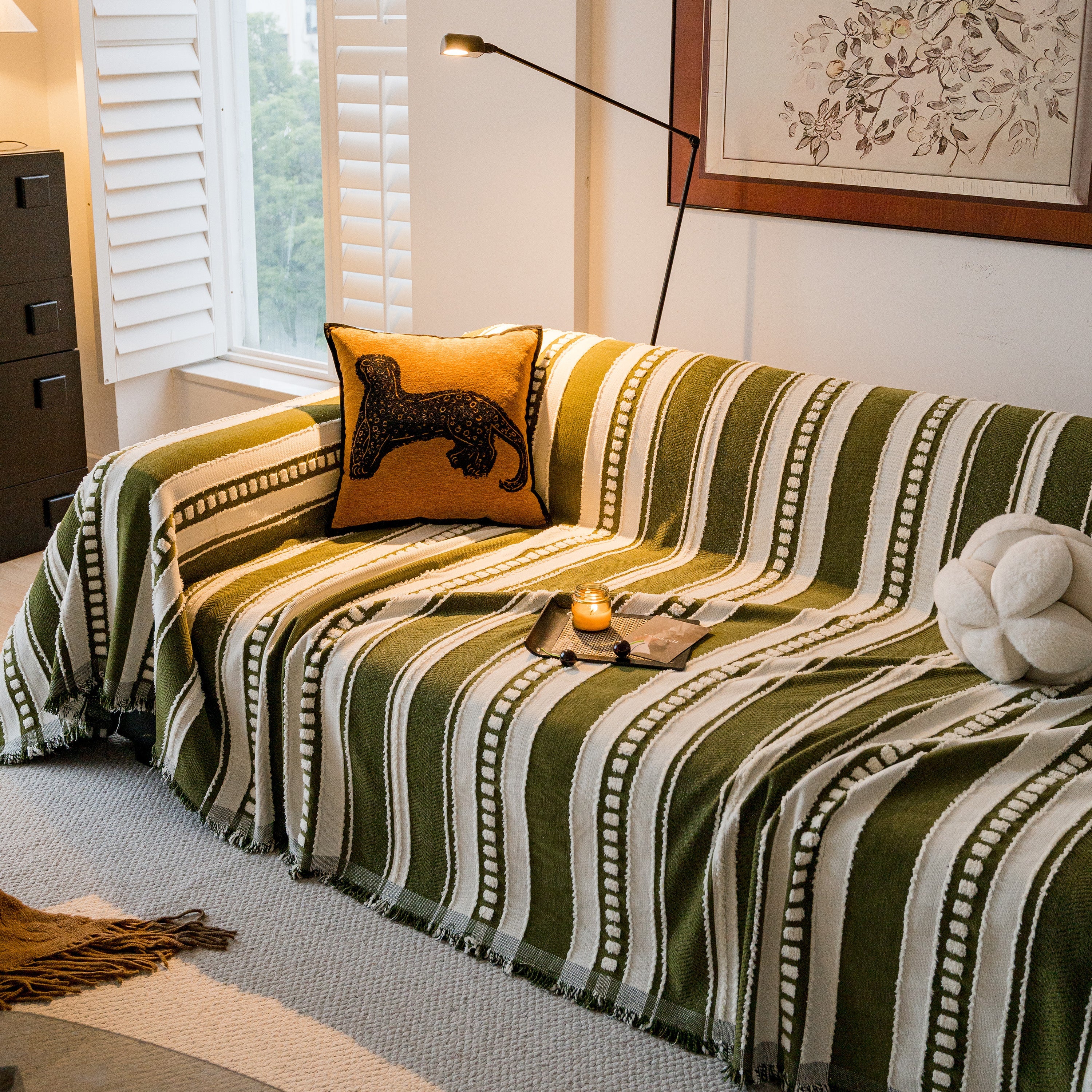Bohemian Striped Sofa Cover, Decor Woven Throw for Couch, Loveseat, or Sectional - Image 11