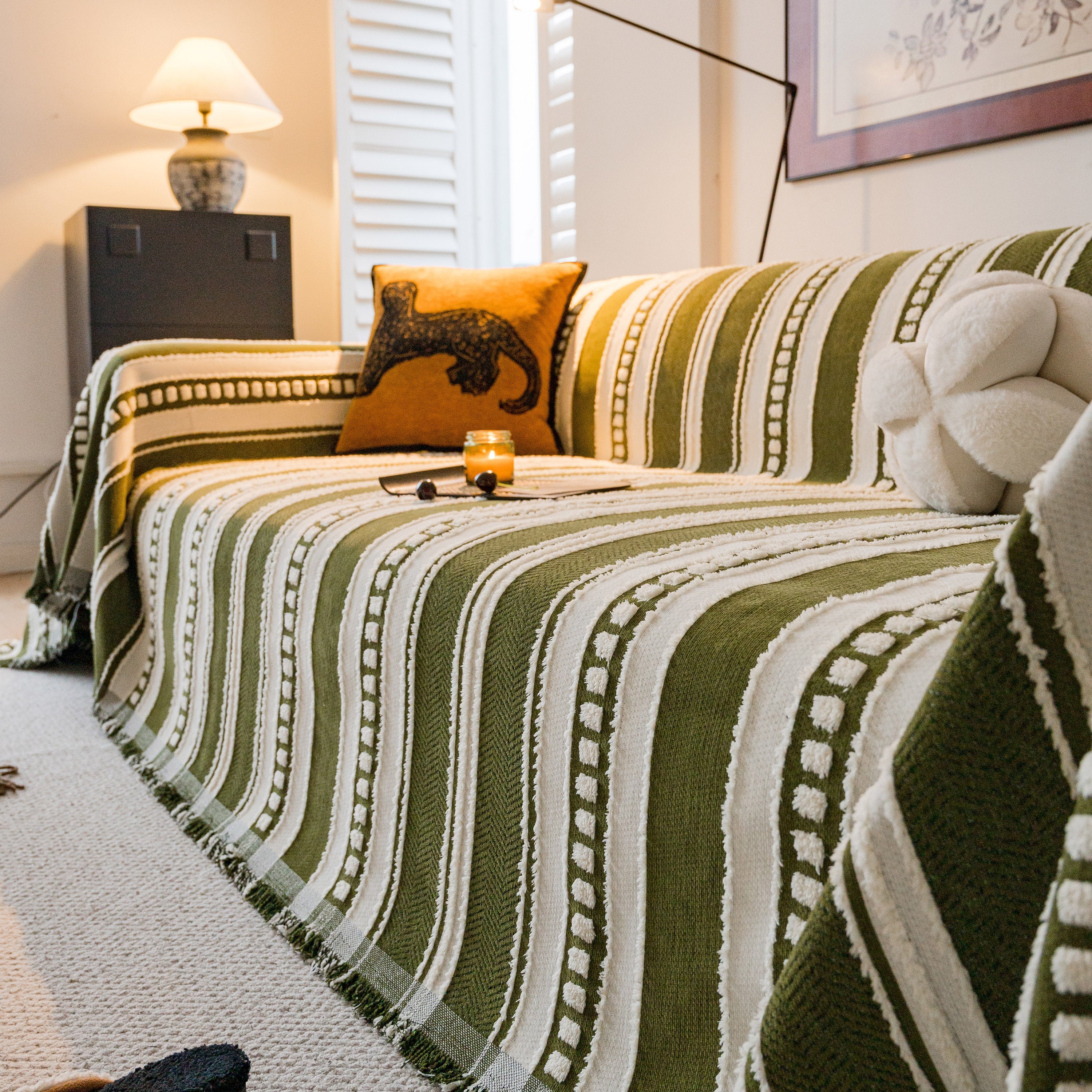 Bohemian Striped Sofa Cover, Decor Woven Throw for Couch, Loveseat, or Sectional - Image 12
