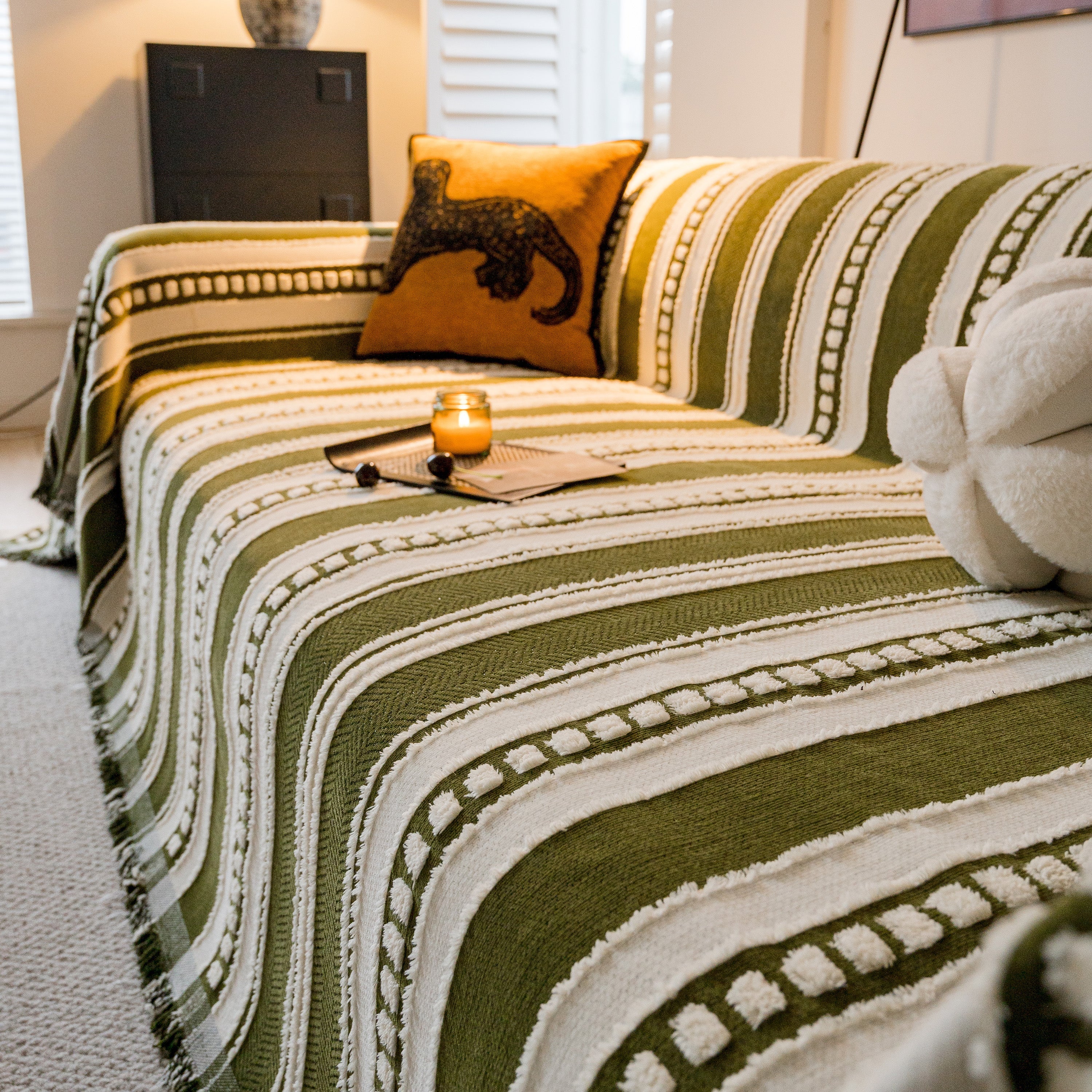 Bohemian Striped Sofa Cover, Decor Woven Throw for Couch, Loveseat, or Sectional - Image 13