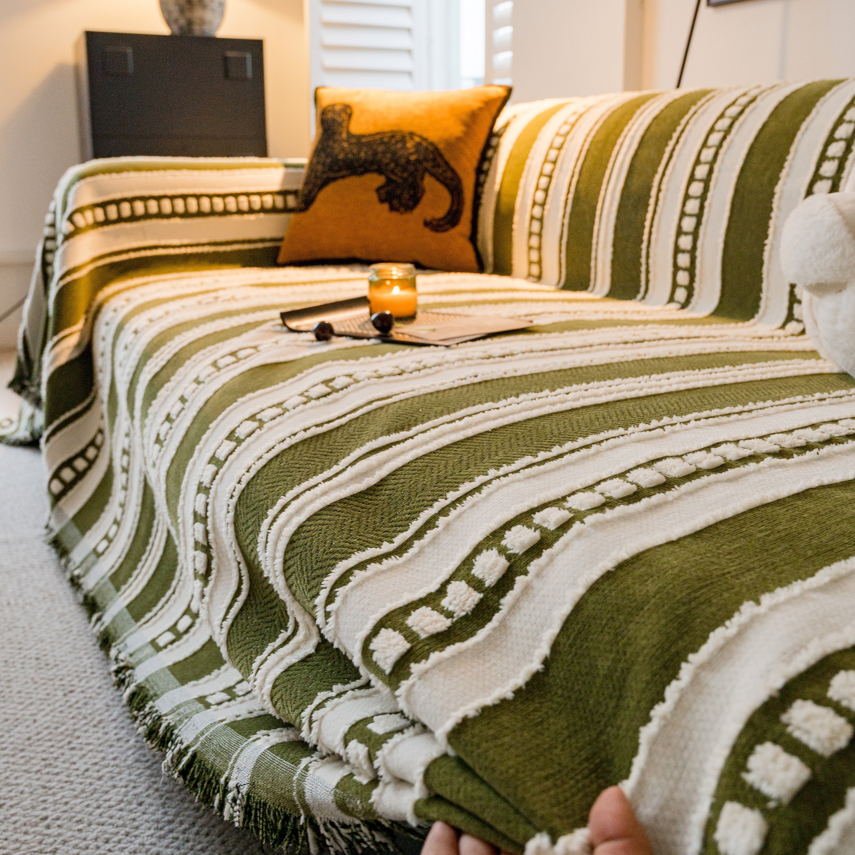 Bohemian Striped Sofa Cover, Decor Woven Throw for Couch, Loveseat, or Sectional - Image 16